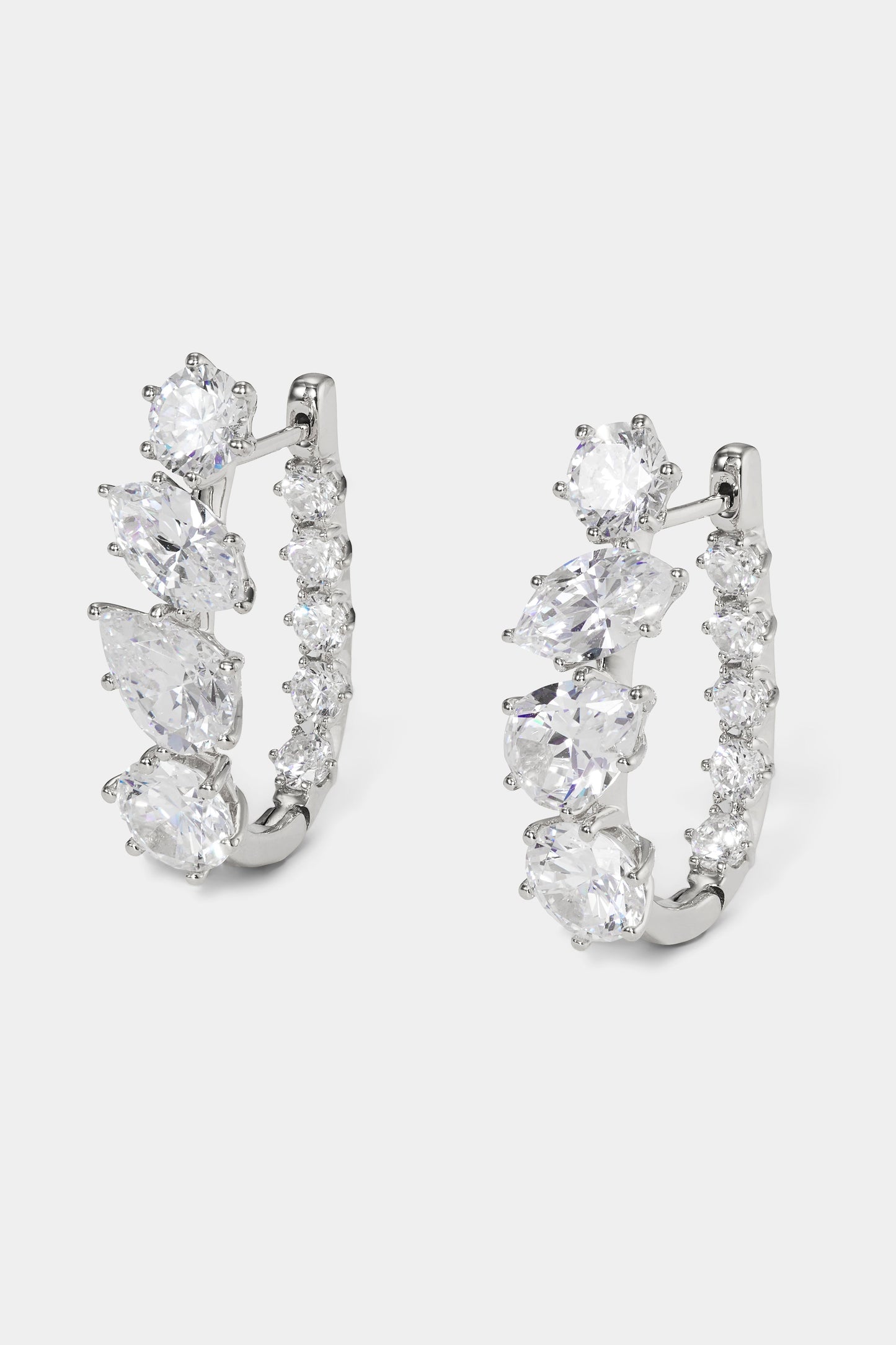 BEATRIX MIXED CZ U HOOP EARRINGS