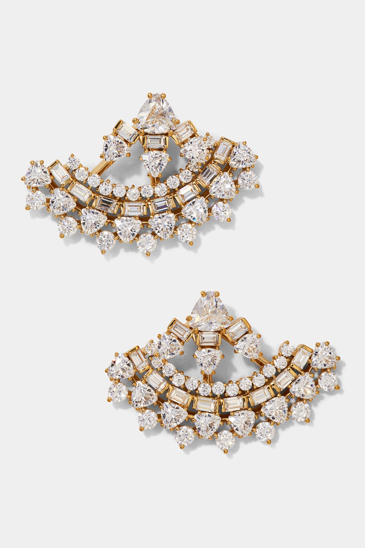 LUXOR CZ FAN JACKET EARRINGS IN GOLD PLATING