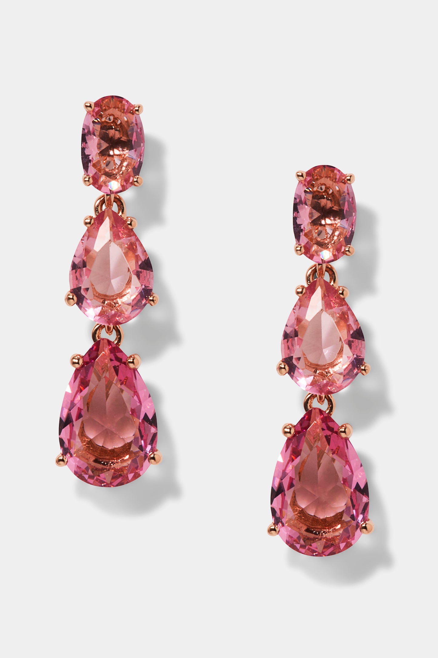 NATURAL BEAUTY PINK SHORT DROP EARRING IN ROSE GOLD PLATING