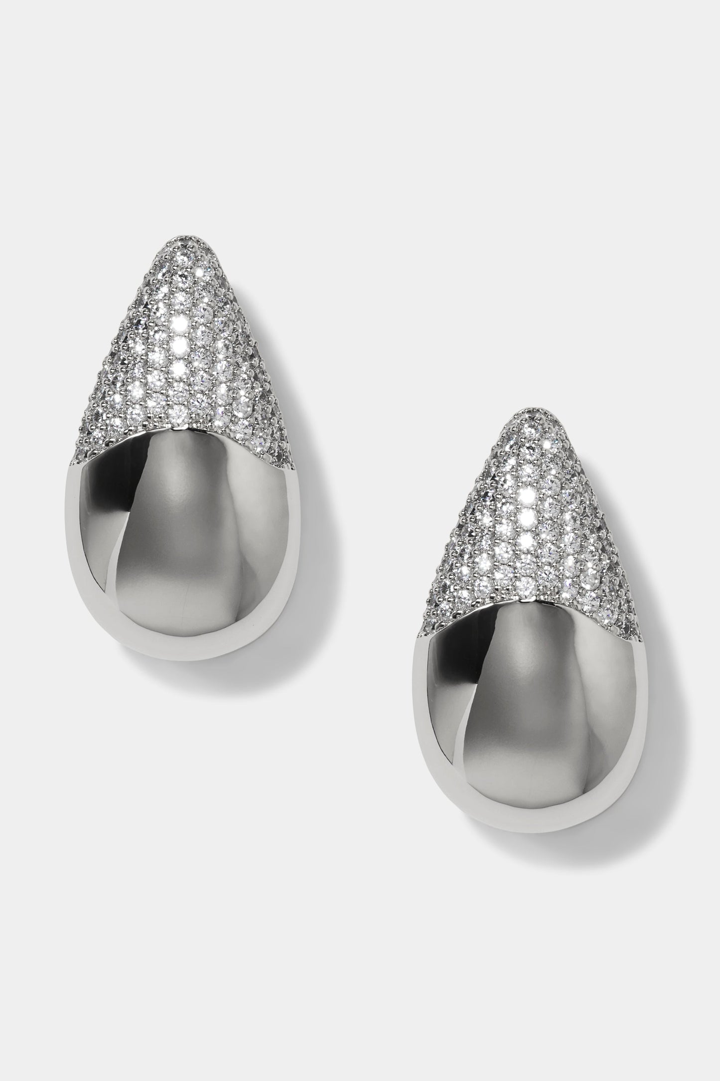 ALMA TEARDROP EARRINGS IN RHODIUM PLATING