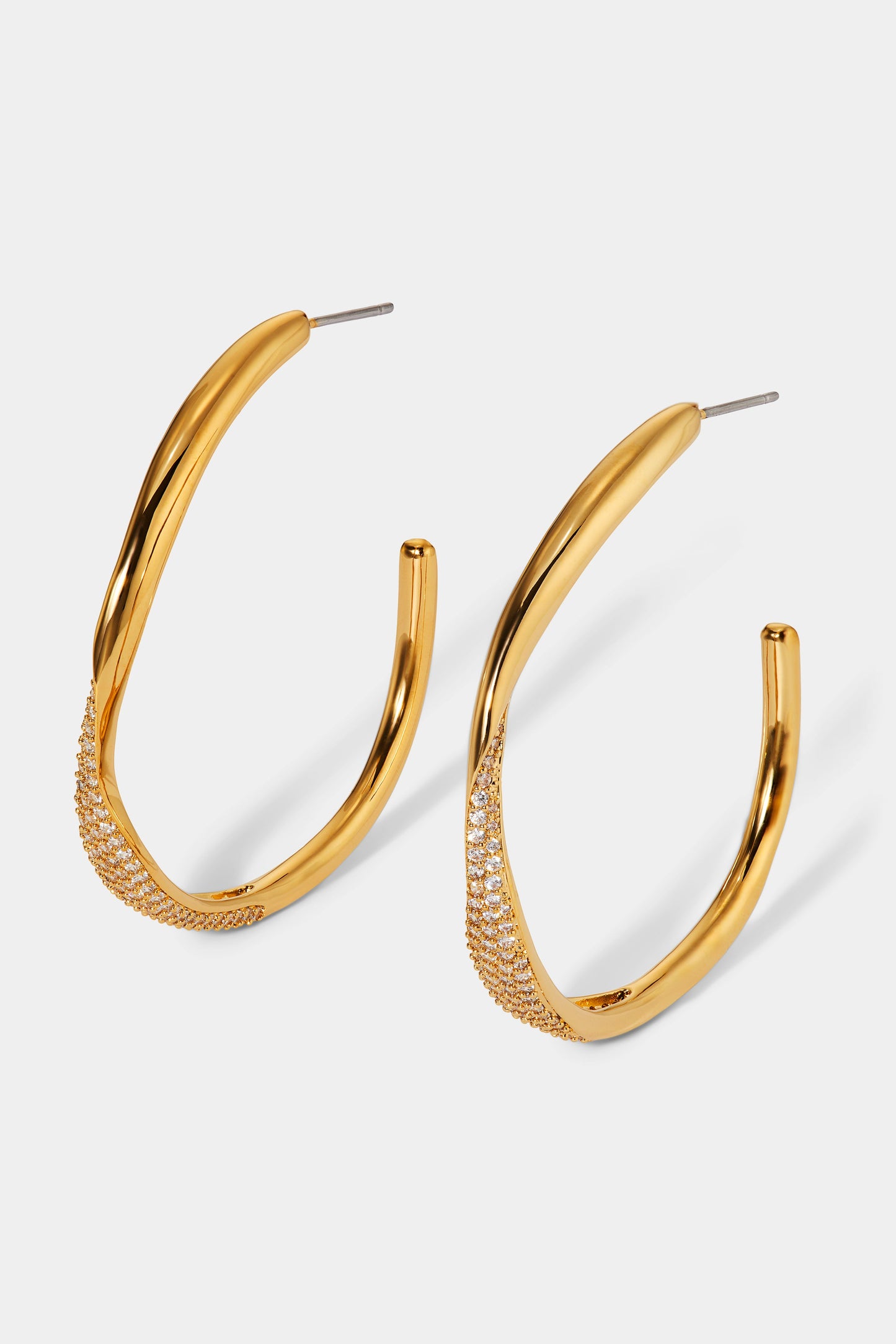 ALMA LARGE RIBBON C HOOP EARRINGS IN GOLD PLATING