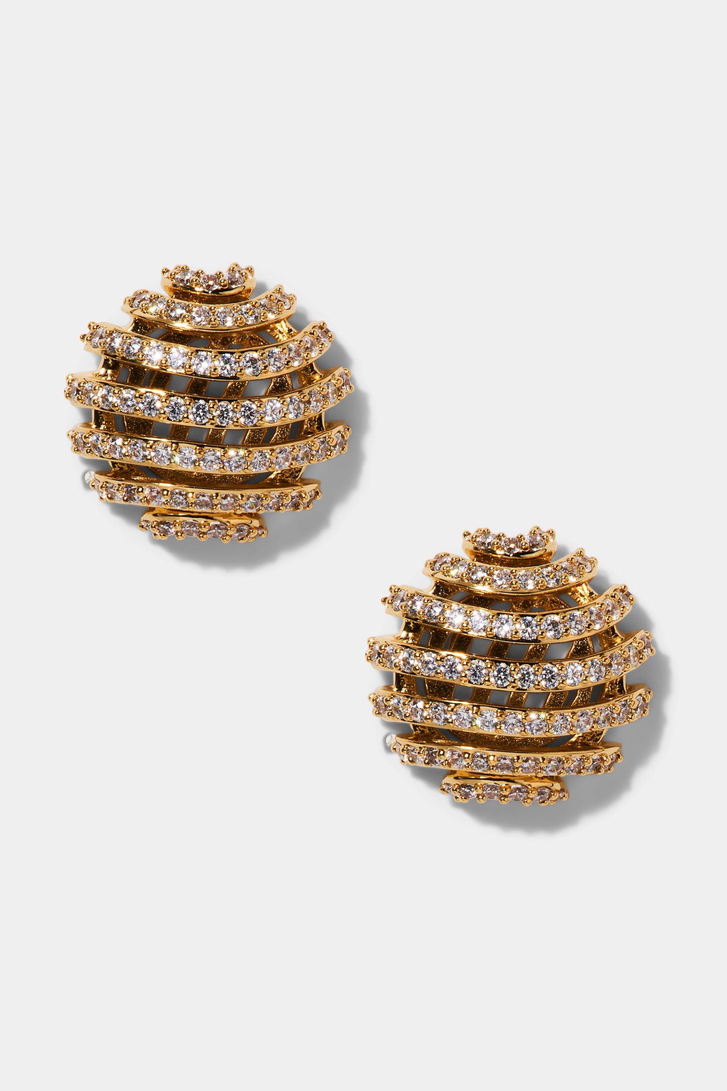 PISA OPEN PAVE STUD EARRINGS IN GOLD PLATING