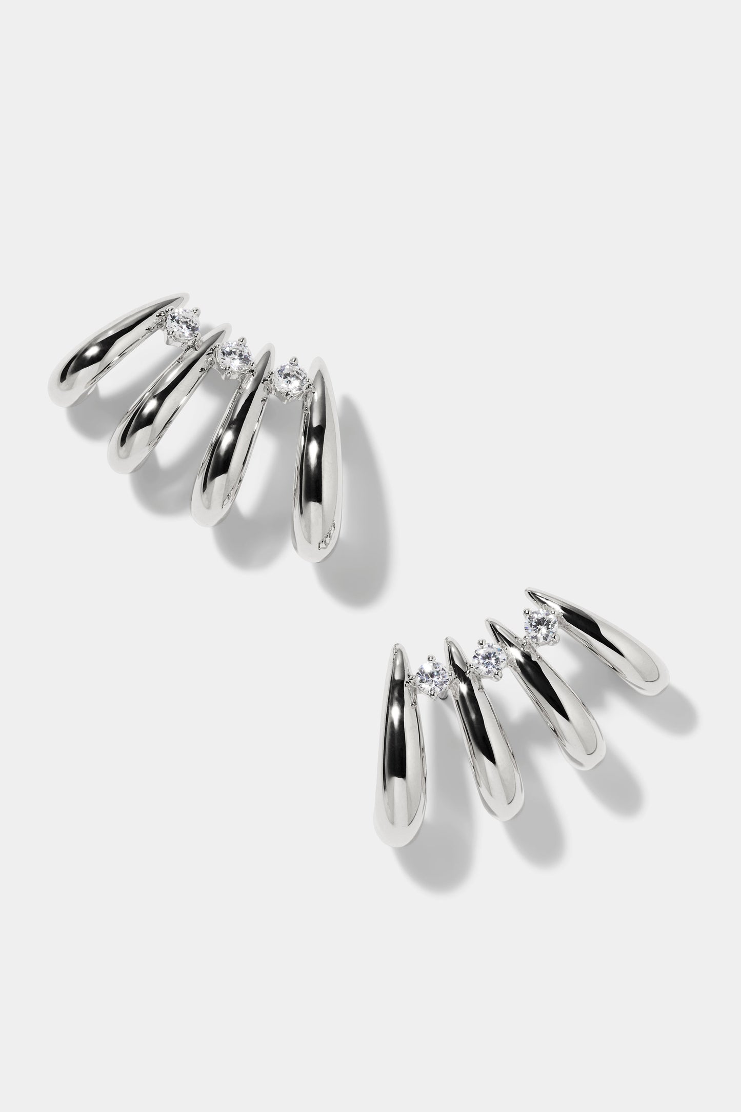 PISA MULTI HOOP CLIMBER EARRINGS IN RHODIUM PLATING