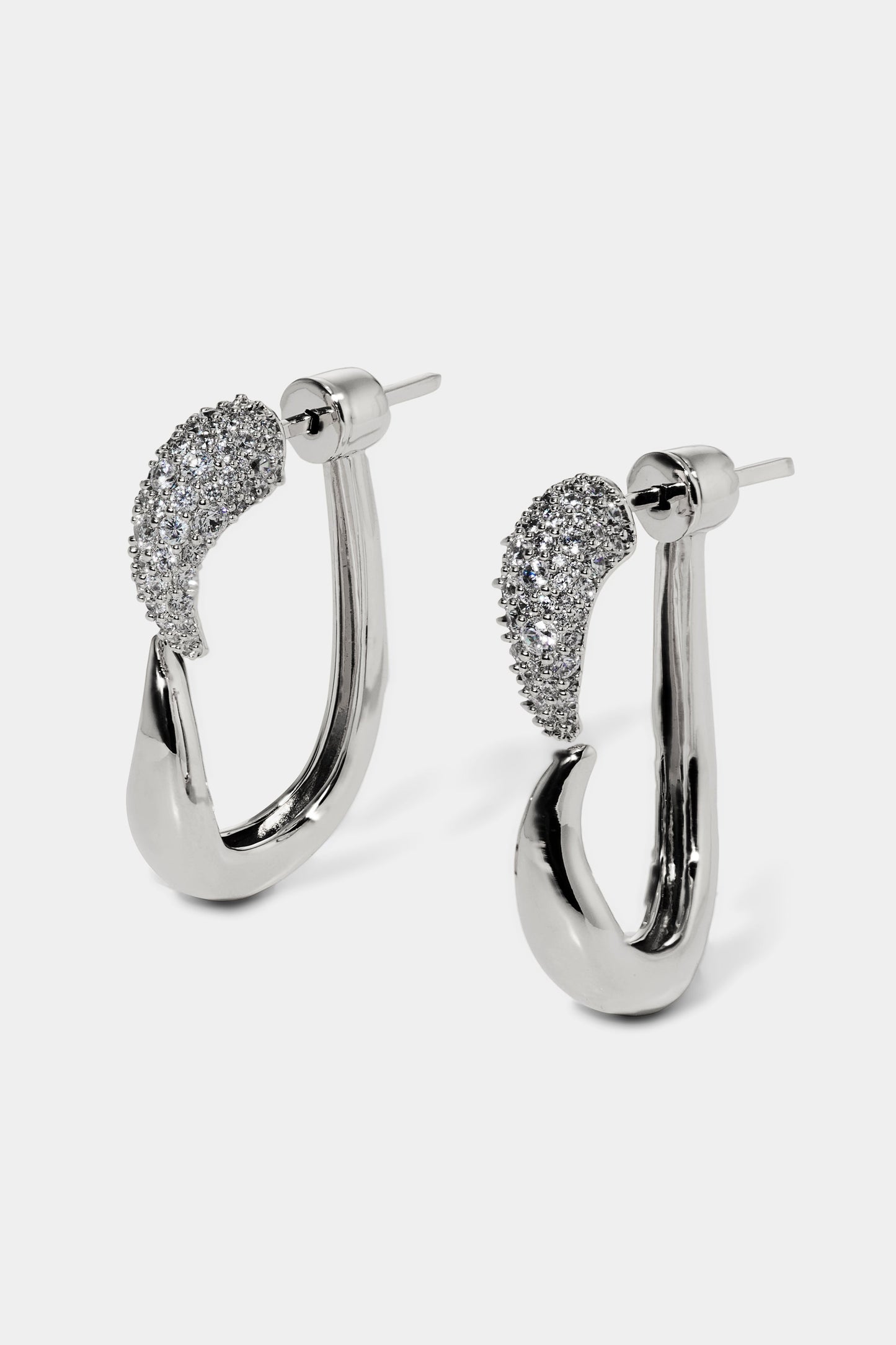 PISA FRONTBACK EARRINGS IN RHODIUM PLATING