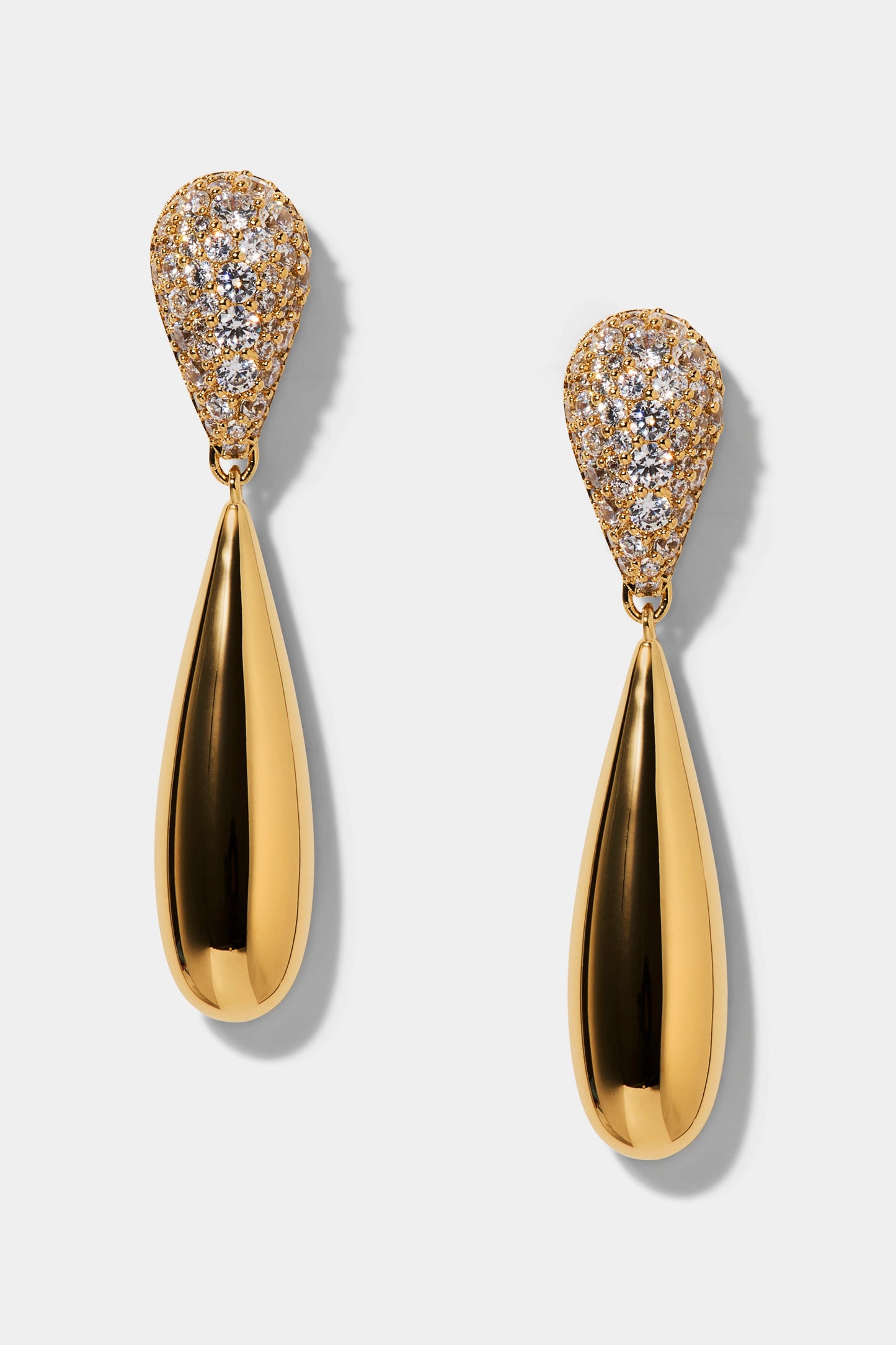 PISA LARGE PAVE DROP EARRINGS IN GOLD PLATING