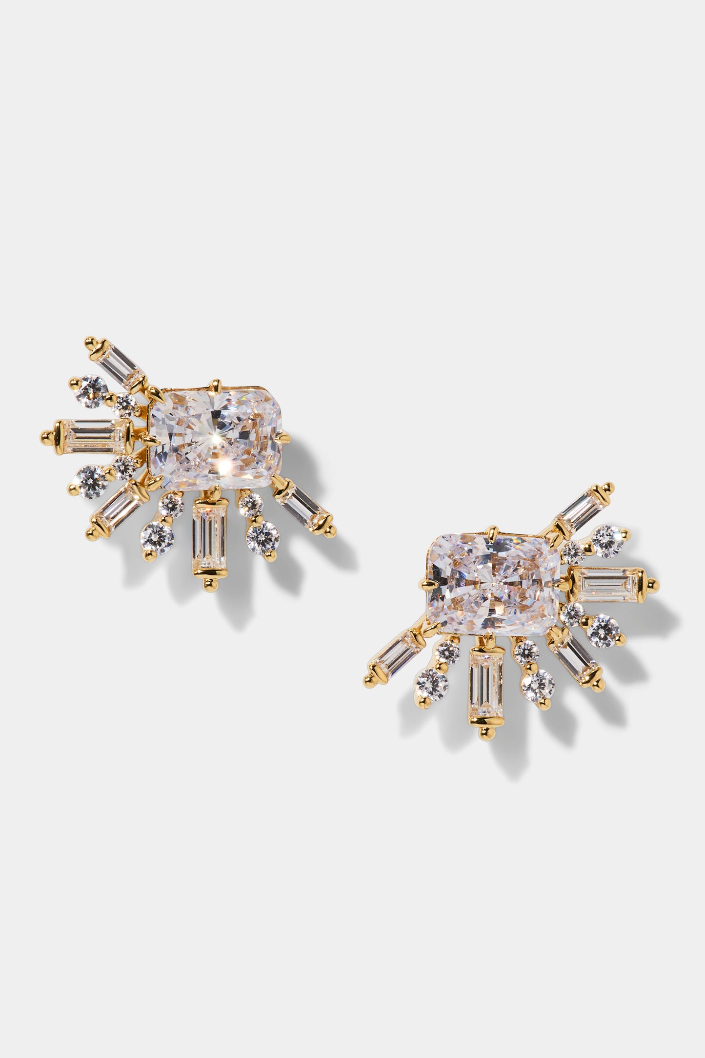 STELLAR HALO CZ STUD EARRINGS IN GOLD PLATING