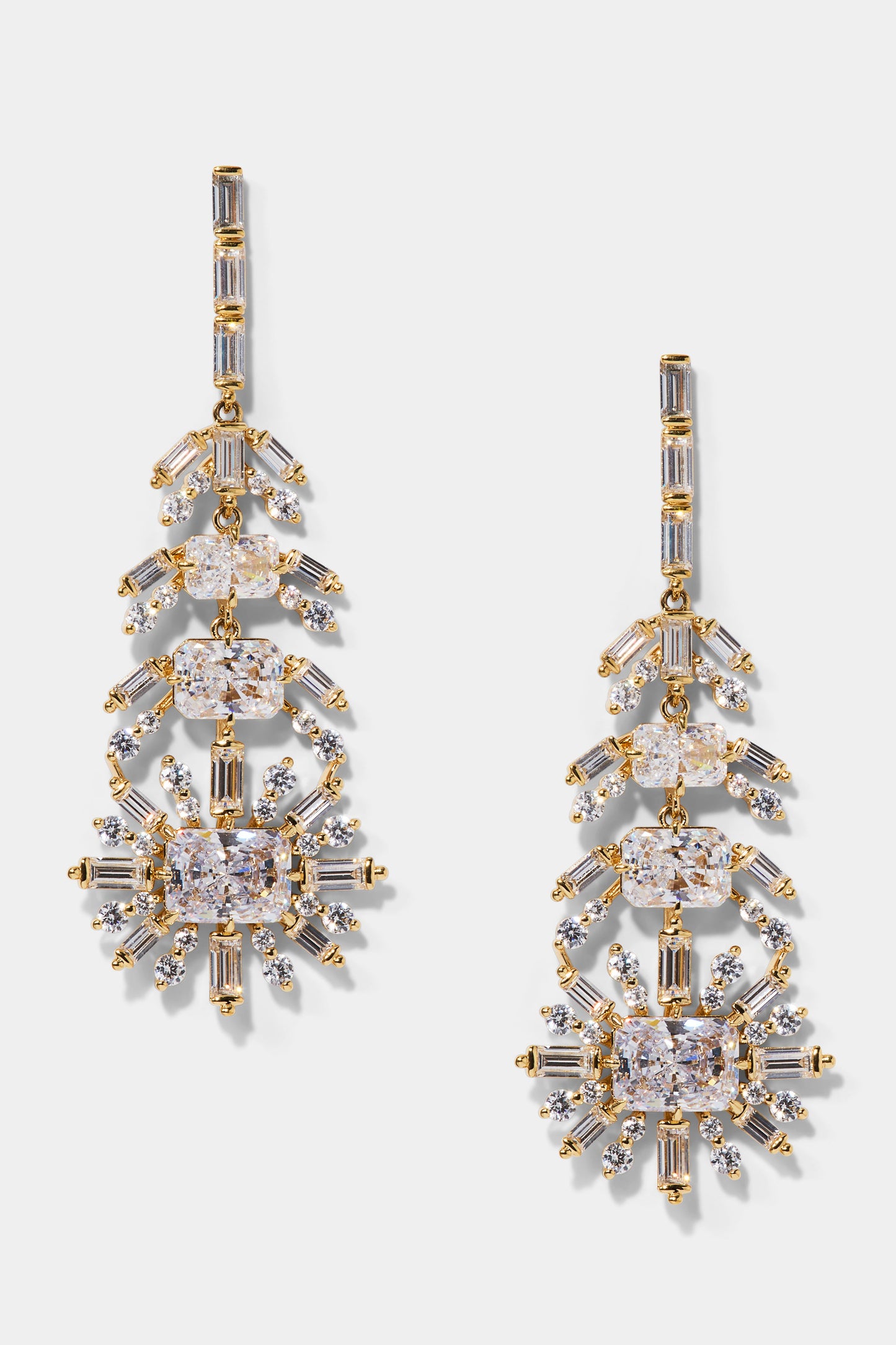 STELLAR FEATHER DROP EARRINGS IN GOLD