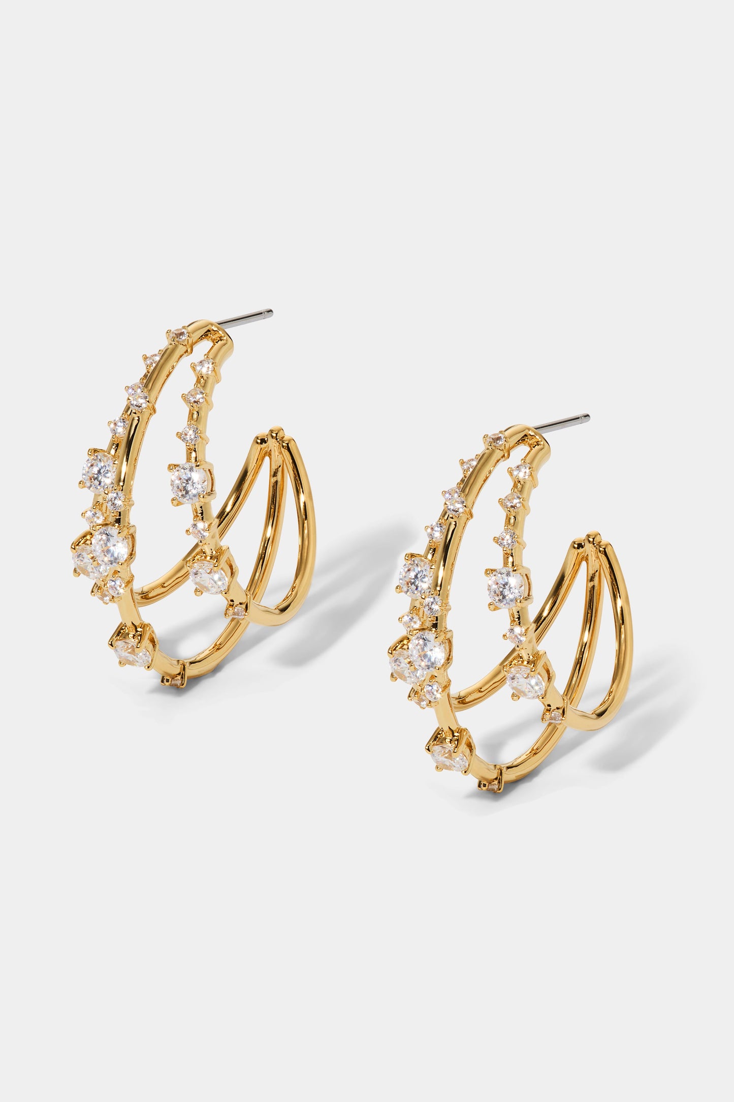 EVERLEIGH MULTI C HOOP EARRINGS IN GOLD PLATING