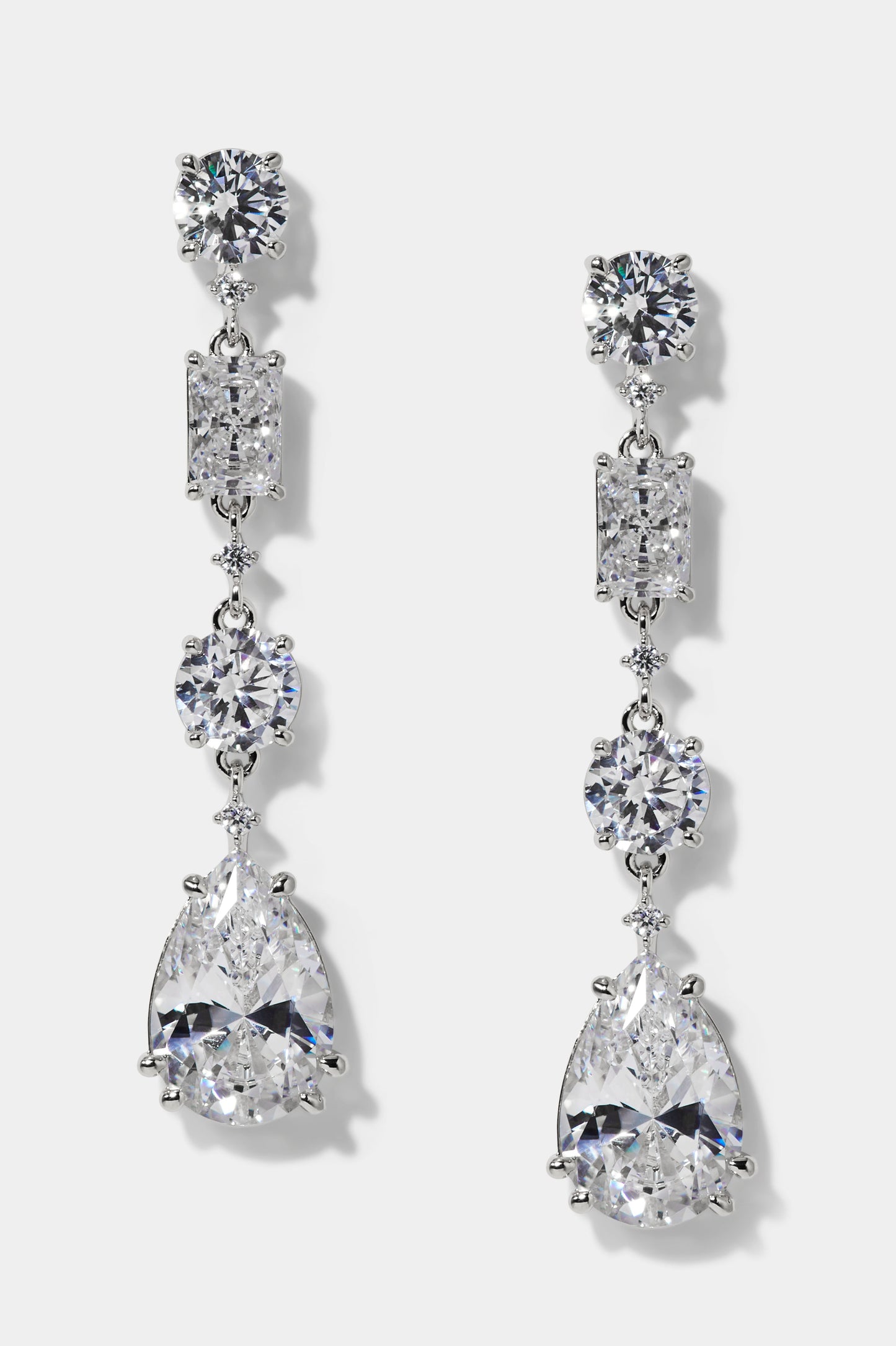 EVERLEIGH LINEAR EARRINGS IN RHODIUM PLATING
