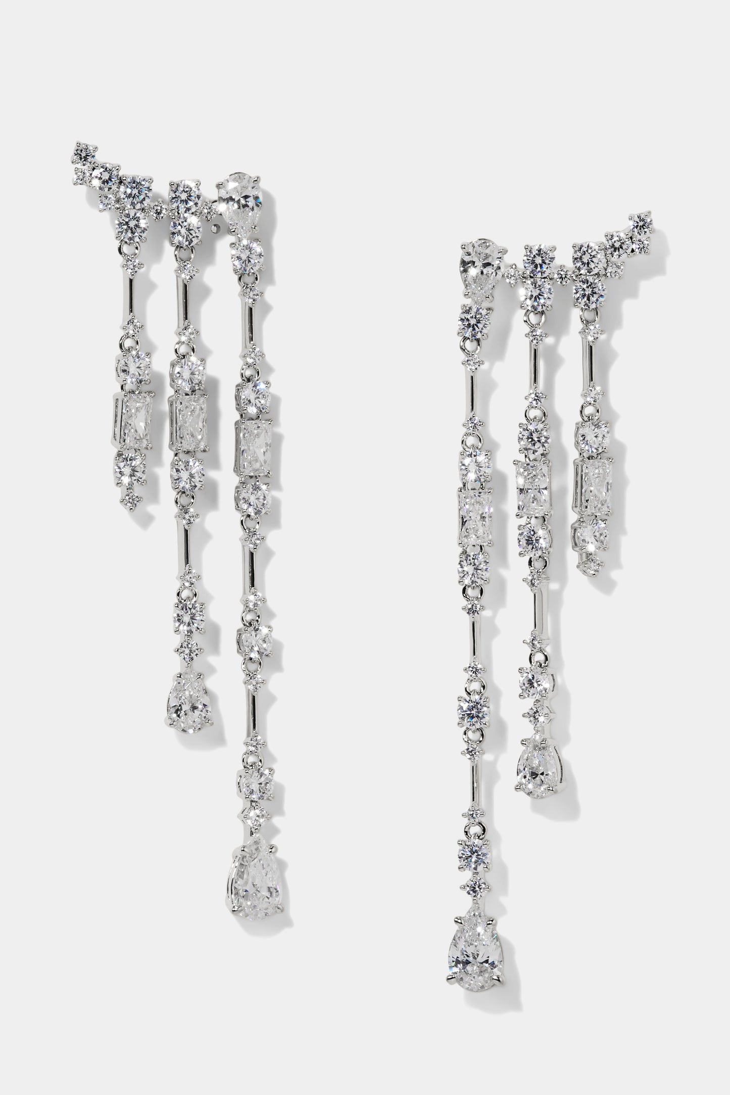 EVERLEIGH FRINGE EARRINGS IN RHODIUM PLATING