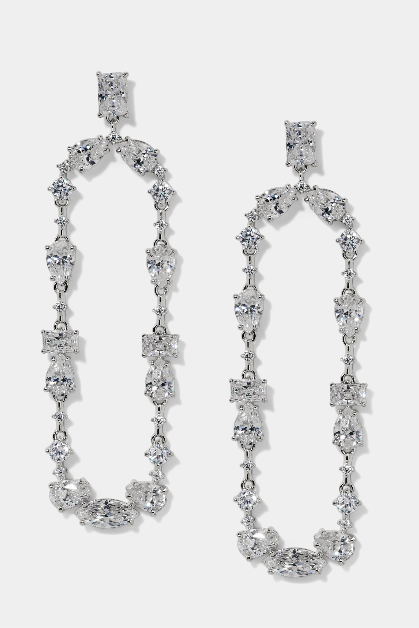 EVERLEIGH FRONTAL SWING EARRINGS IN RHODIUM PLATING