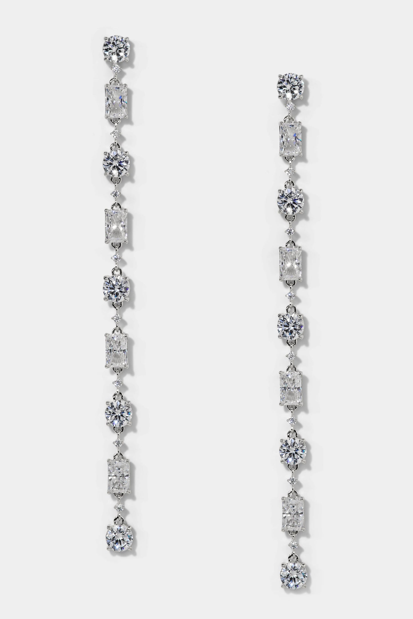 EVERLEIGH LONG LINEAR EARRINGS IN RHODIUM