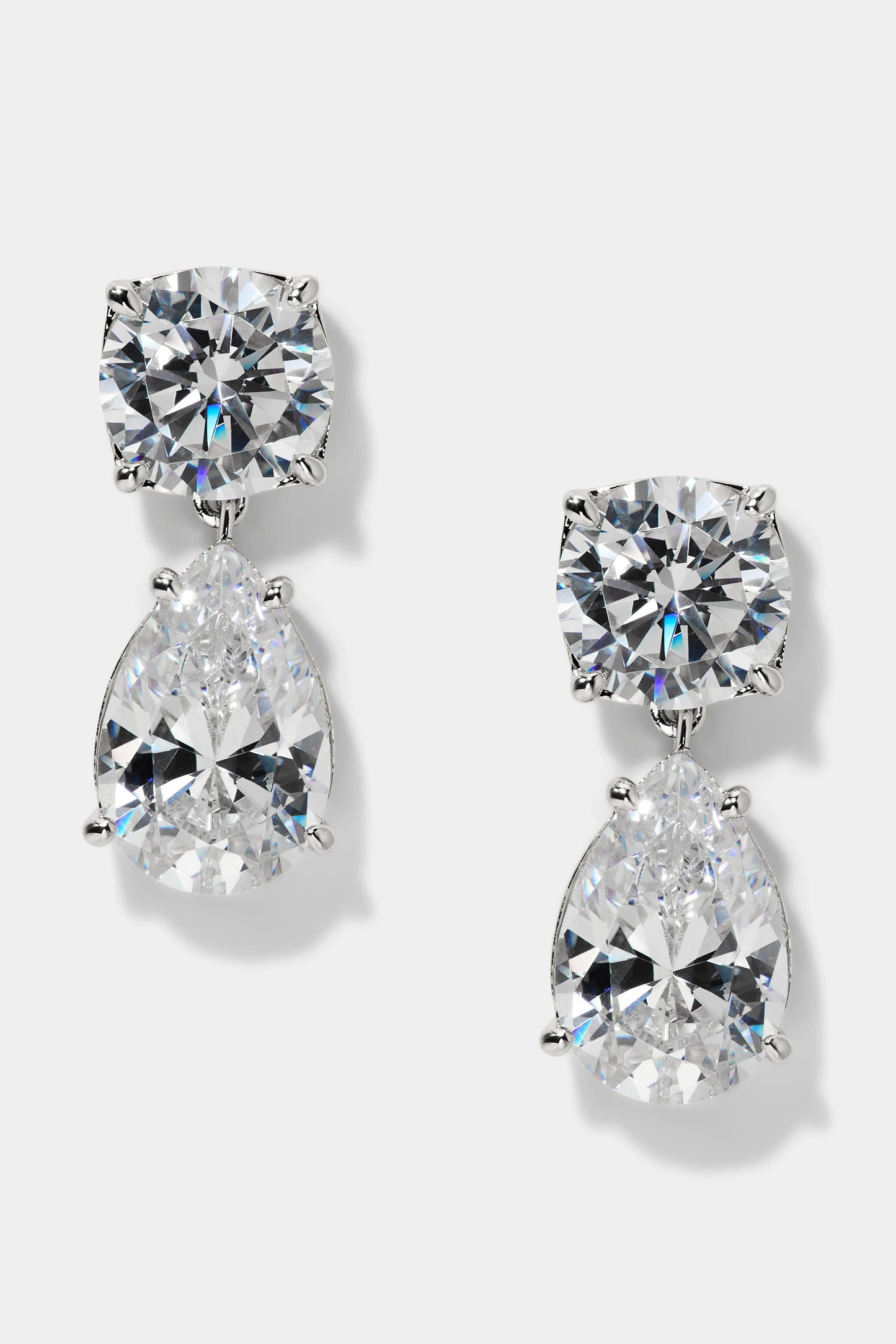 MAIDEN PEAR DROP EARRINGS IN RHODIUM PLATING