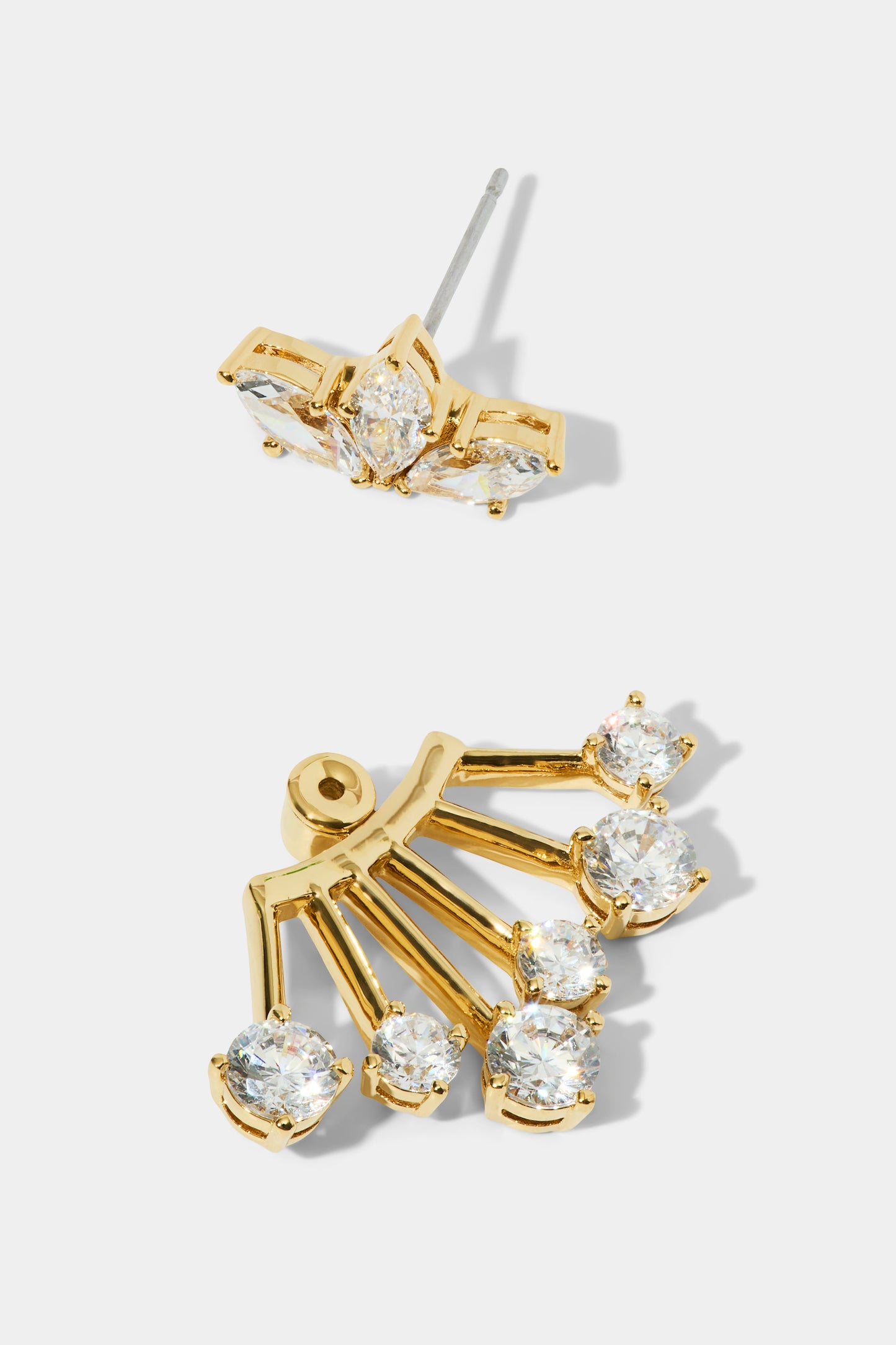 LUCIA FRONTBACK JACKET EARRINGS IN GOLD PLATING