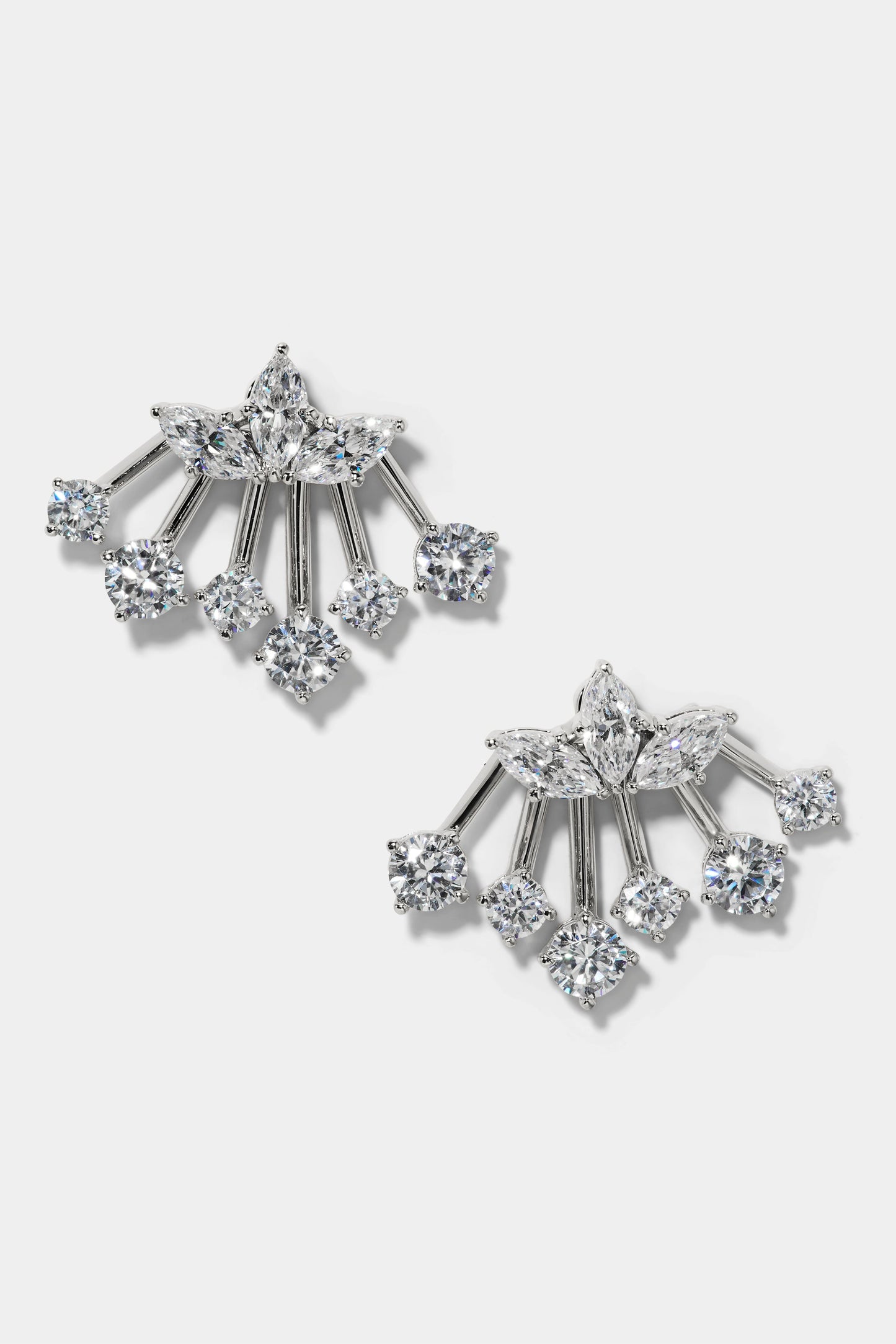 LUCIA FRONTBACK JACKET EARRINGS IN RHODIUM PLATING