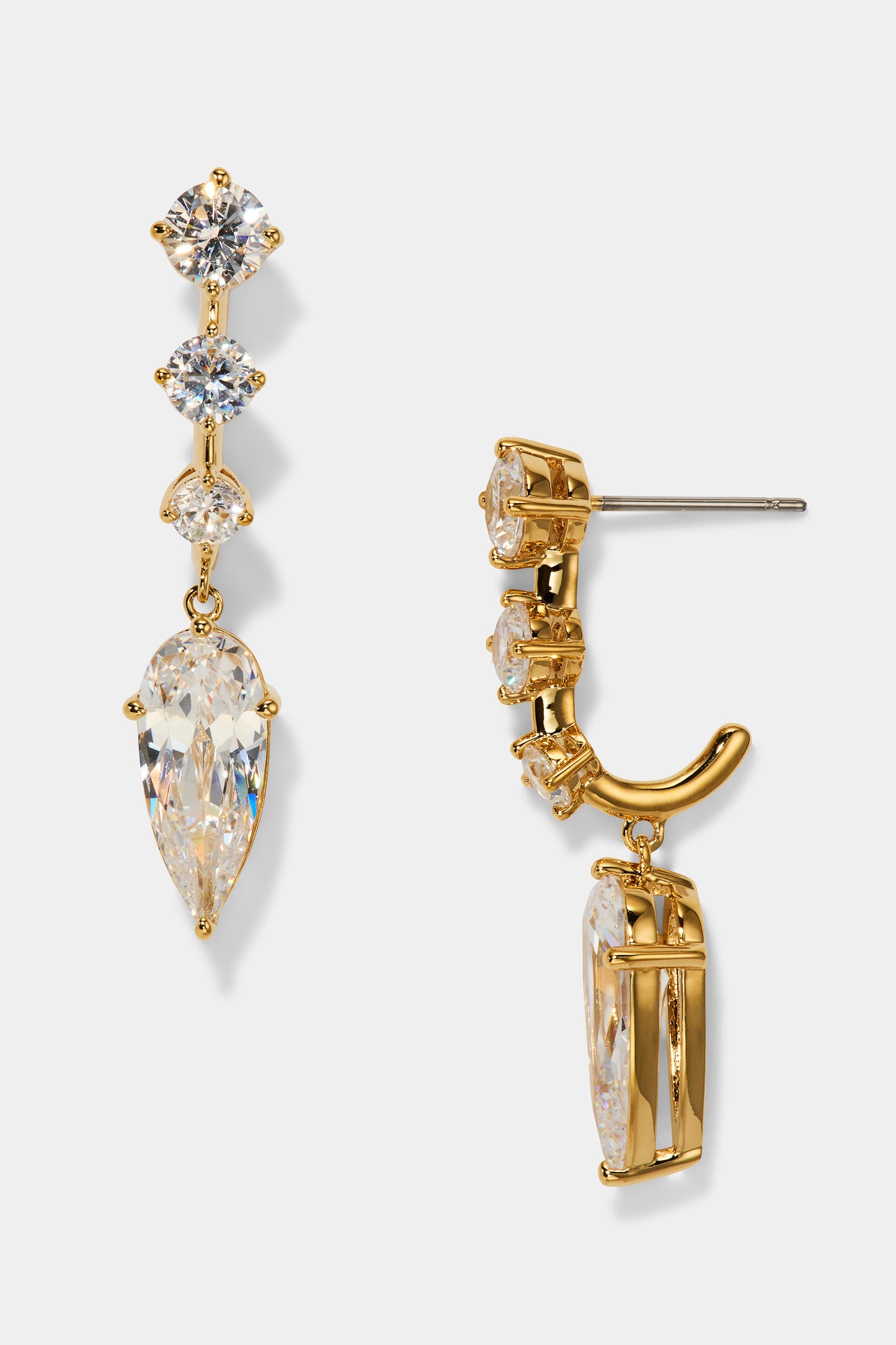 LUCIA J HOOP DROP EARRINGS IN GOLD PLATING