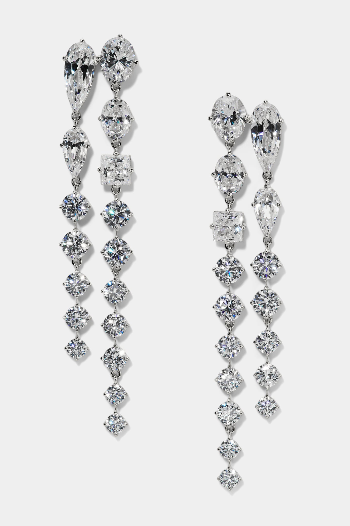 LUCIA DOUBLE LINEAR EARRINGS IN RHODIUM PLATING