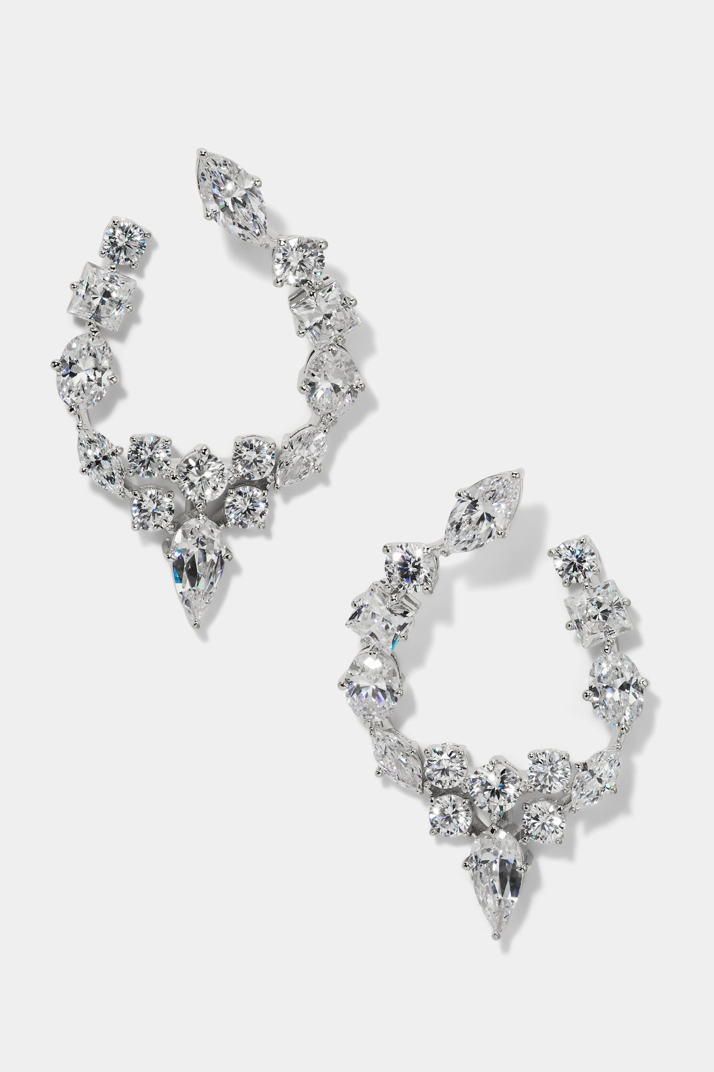 RIVIERA FRONTBACK EARRINGS IN RHODIUM PLATING