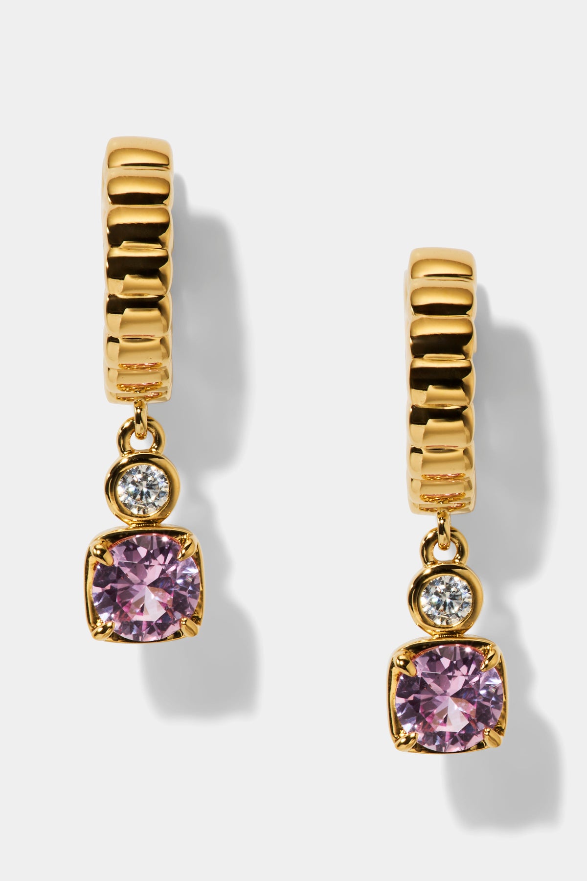 DELANCEY PINK SMALL CHARM HOOP EARRINGS IN GOLD PLATING