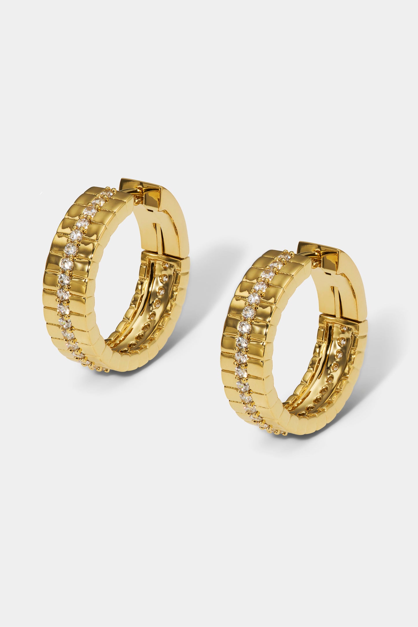 DELANCEY PAVE STRIPE HOOP EARRINGS IN GOLD PLATING