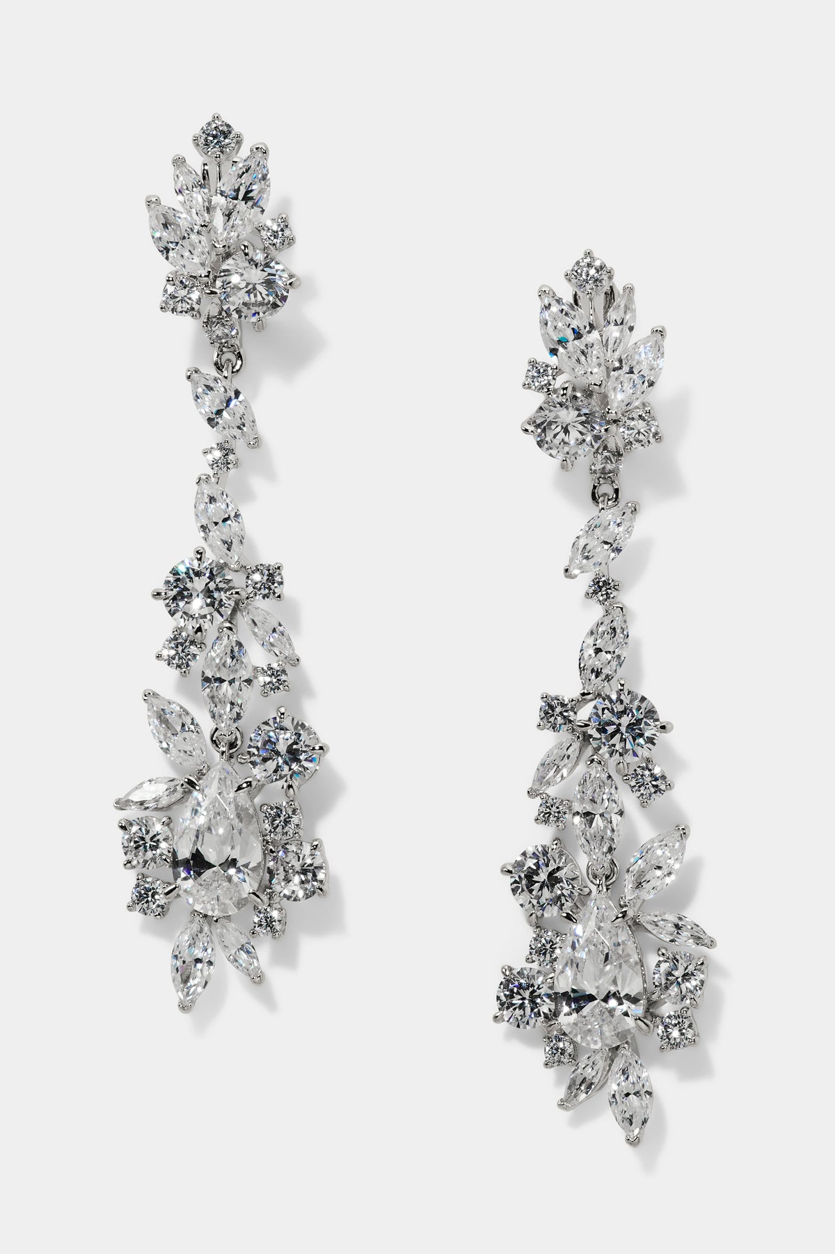 CANNES HOOP DROP EARRINGS IN RHODIUM PLATING