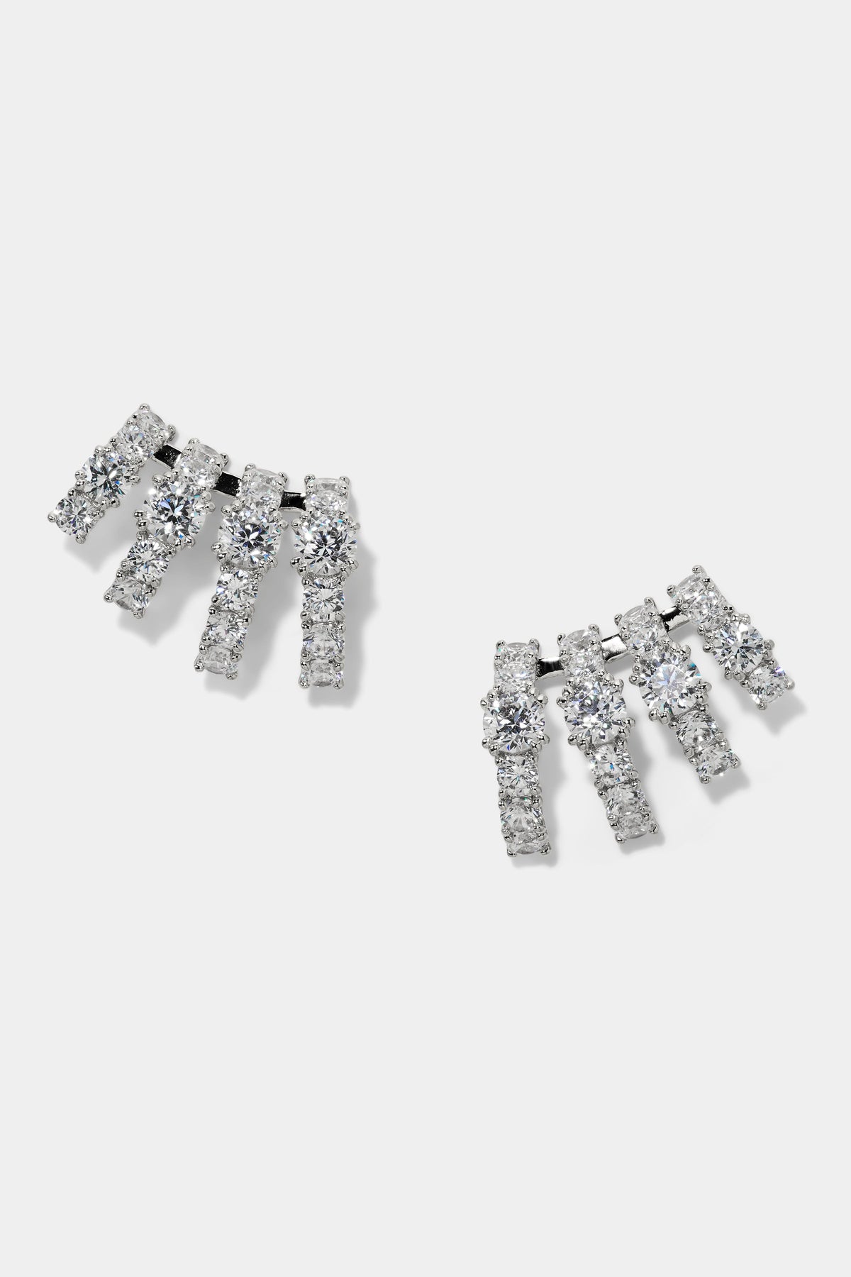 TWINNIE MULTI CAGE EARRINGS IN RHODIUM PLATING