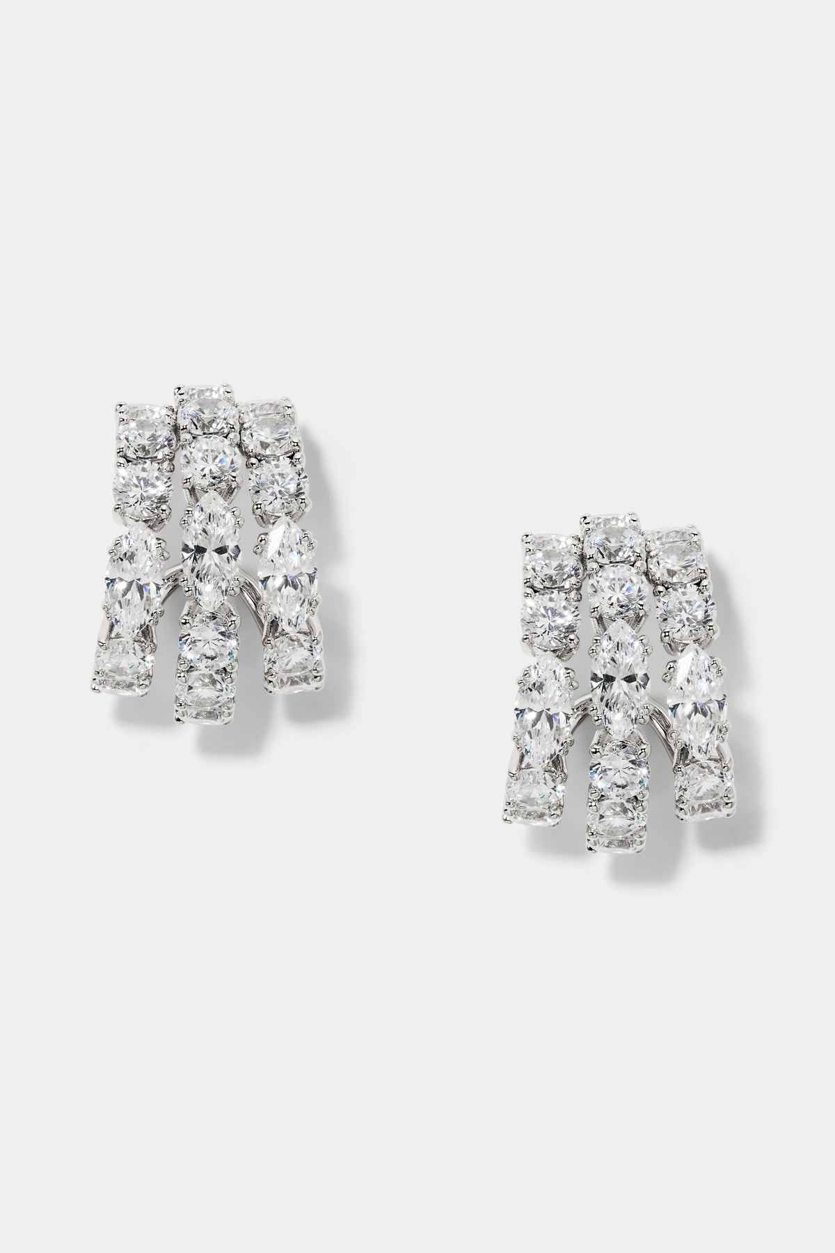 TWINNIE SMALL MULTI HOOP EARRINGS IN RHODIUM PLATING