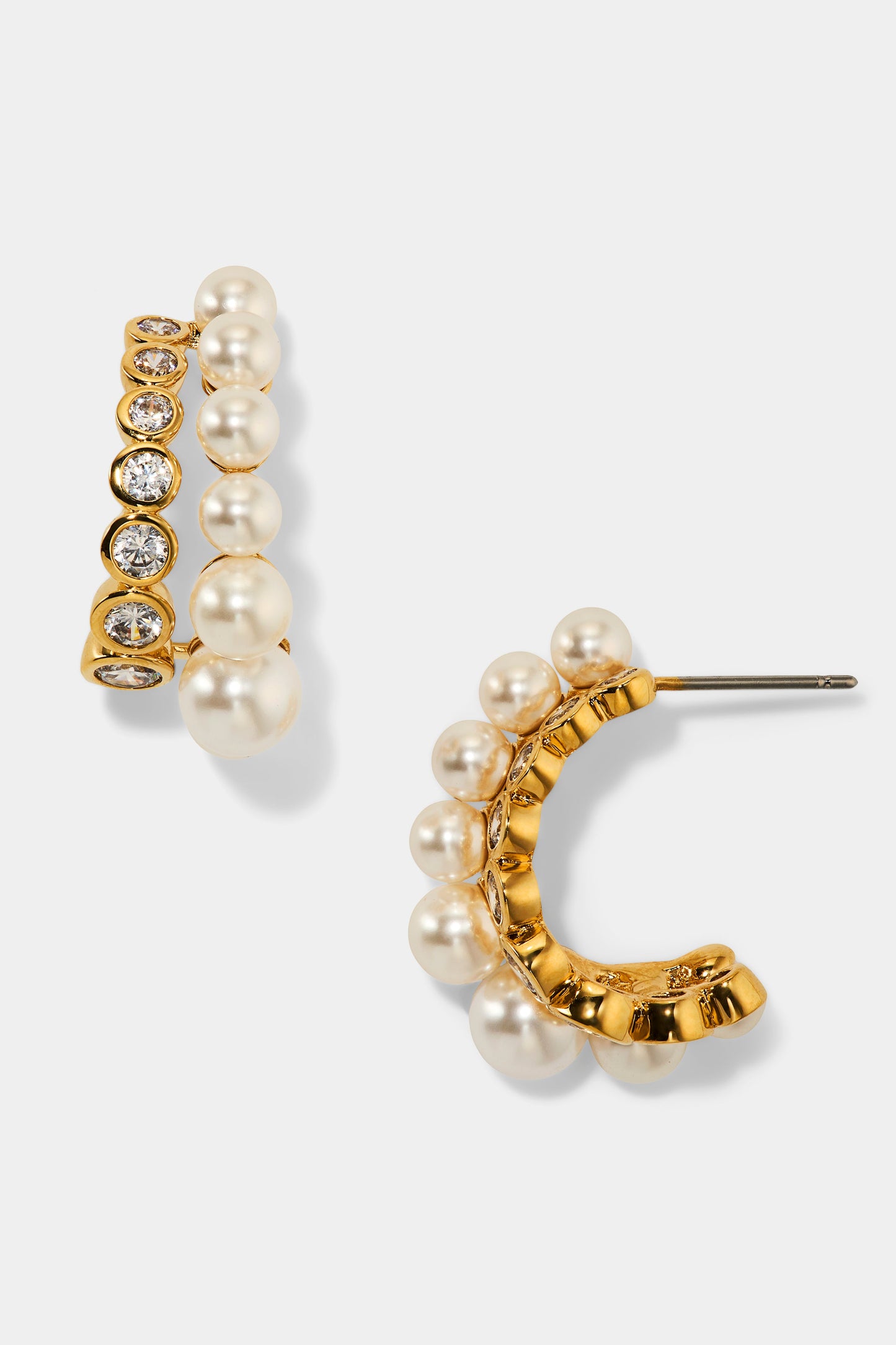 UNDER THE SEA DOUBLE ROW J HOOP EARRINGS IN GOLD PLATING
