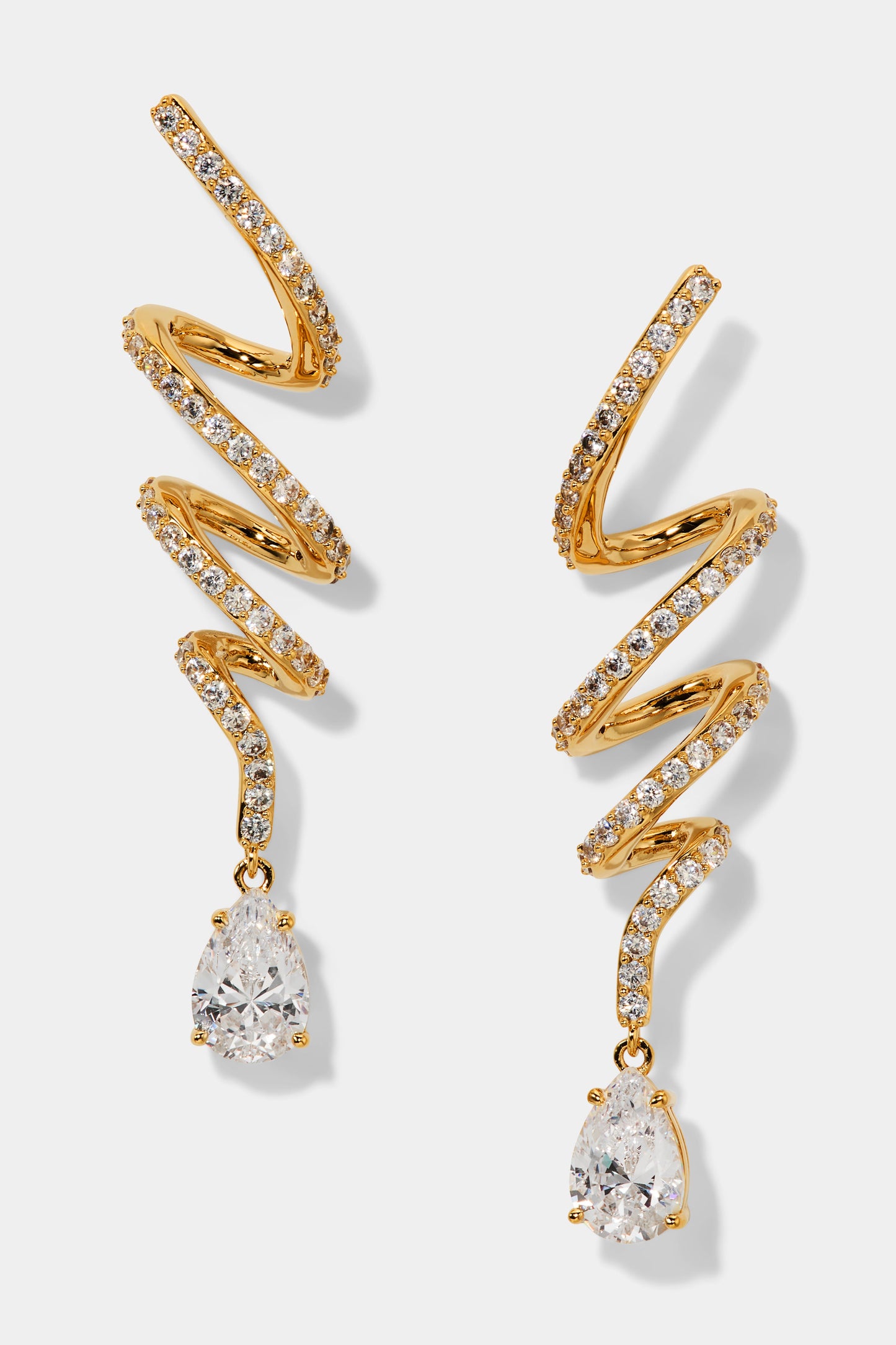 MUSE TWIRL LINEAR DROP EARRINGS IN GOLD PLATING