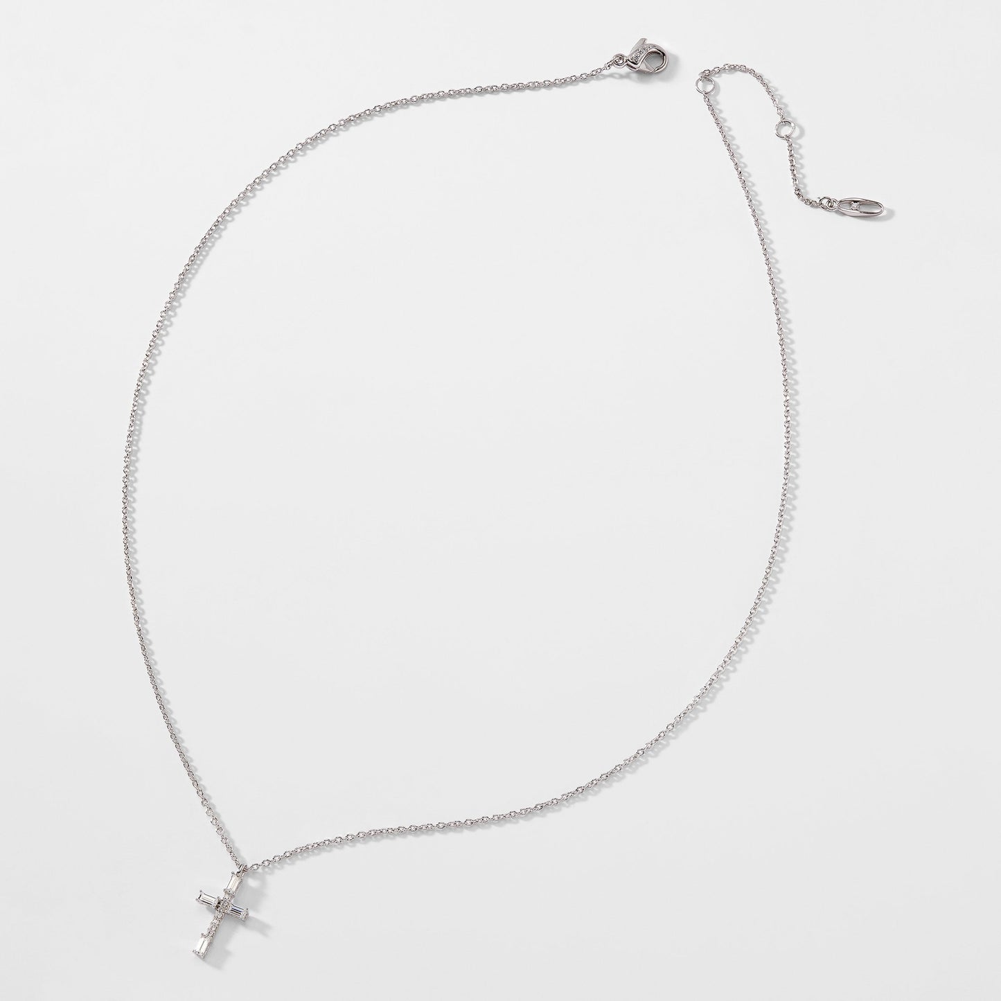 BAGUETTE CZ CROSS PENDANT NECKLACE