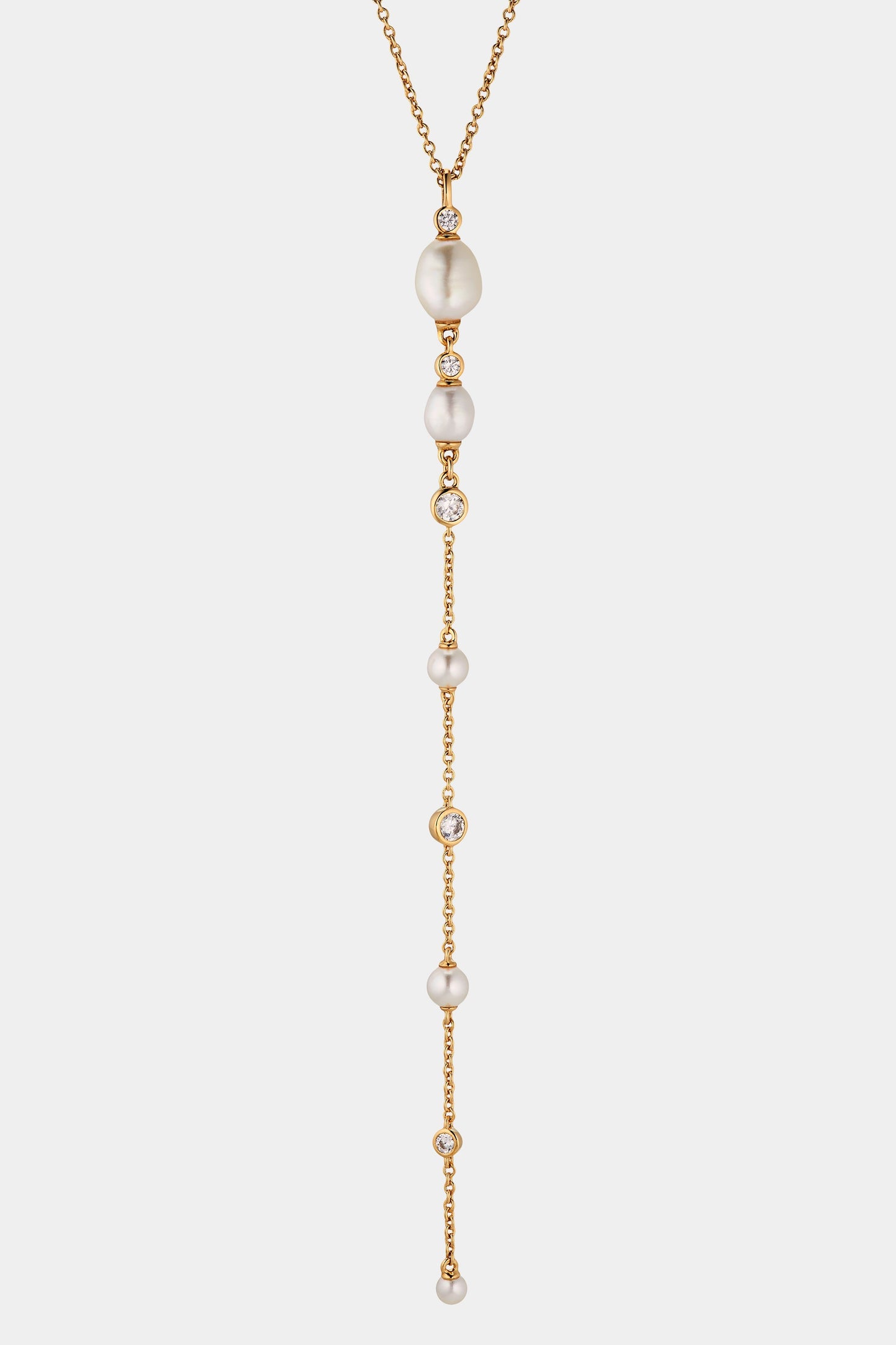 SIREN MIXED PEARL Y NECKLACE IN GOLD PLATING.