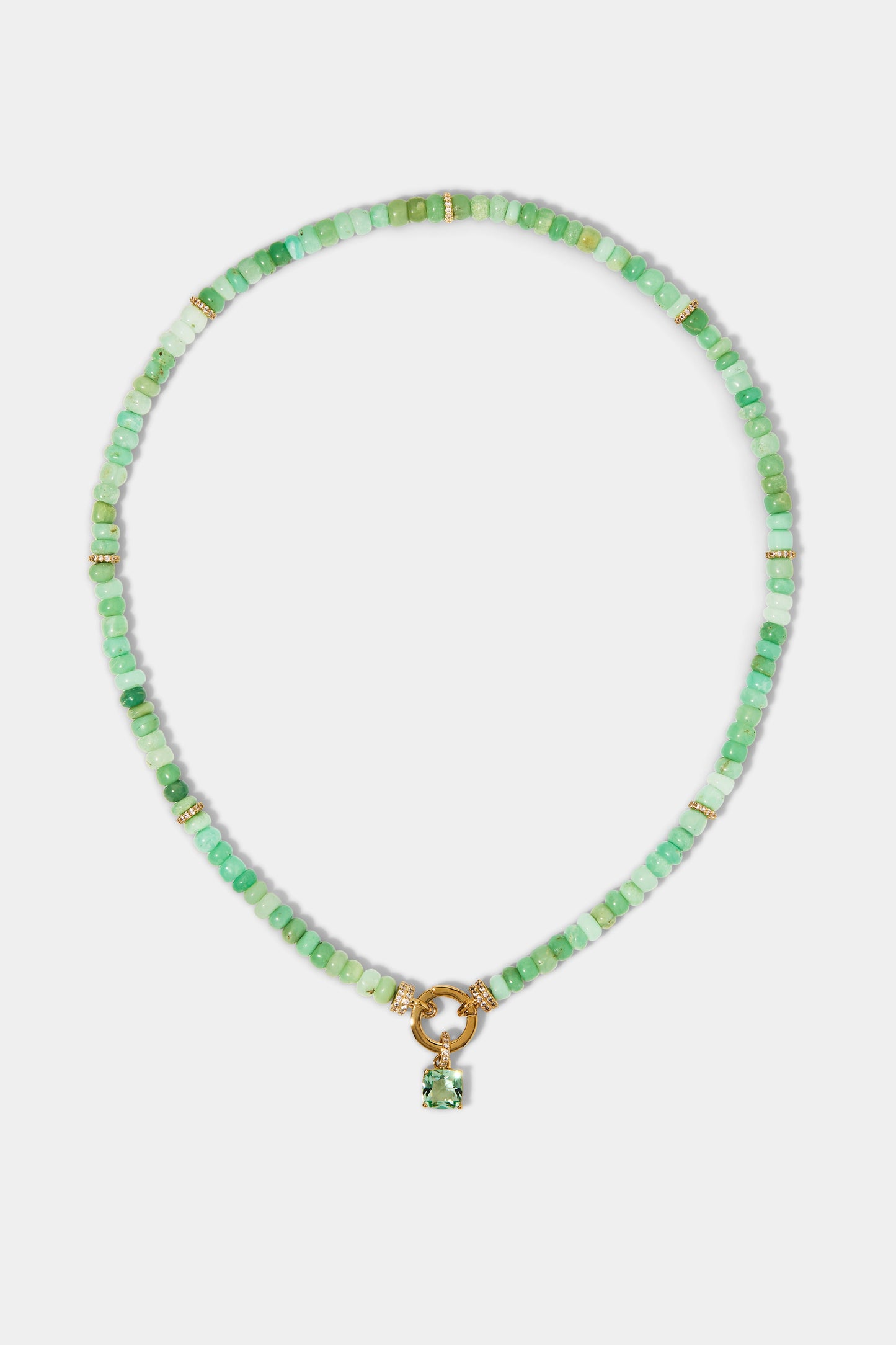 BEADS OF PARADISE GREEN CUSHION PENDANT NECKLACE