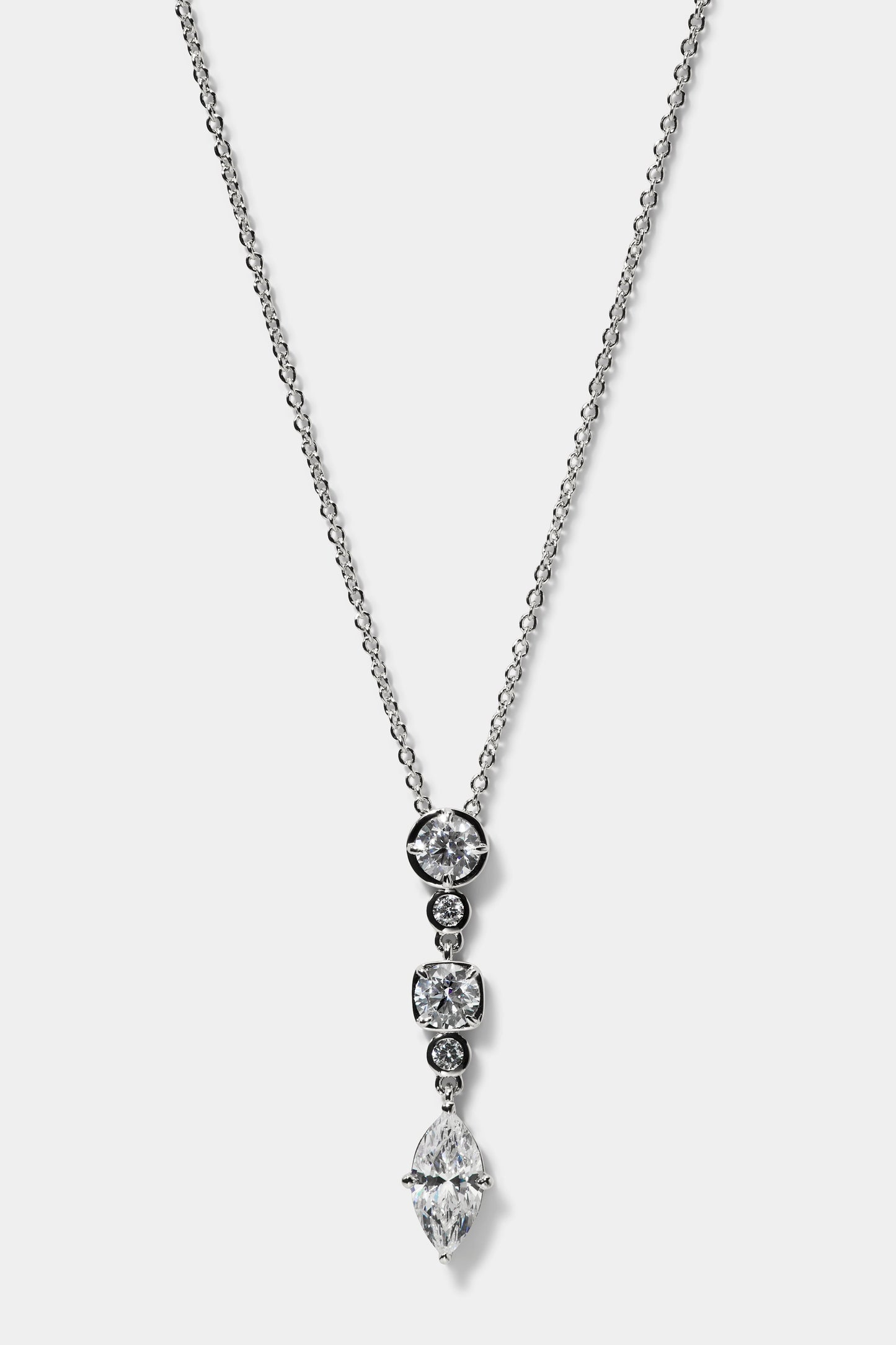 DELANCEY SHORT Y NECKLACE IN RHODIUM PLATING