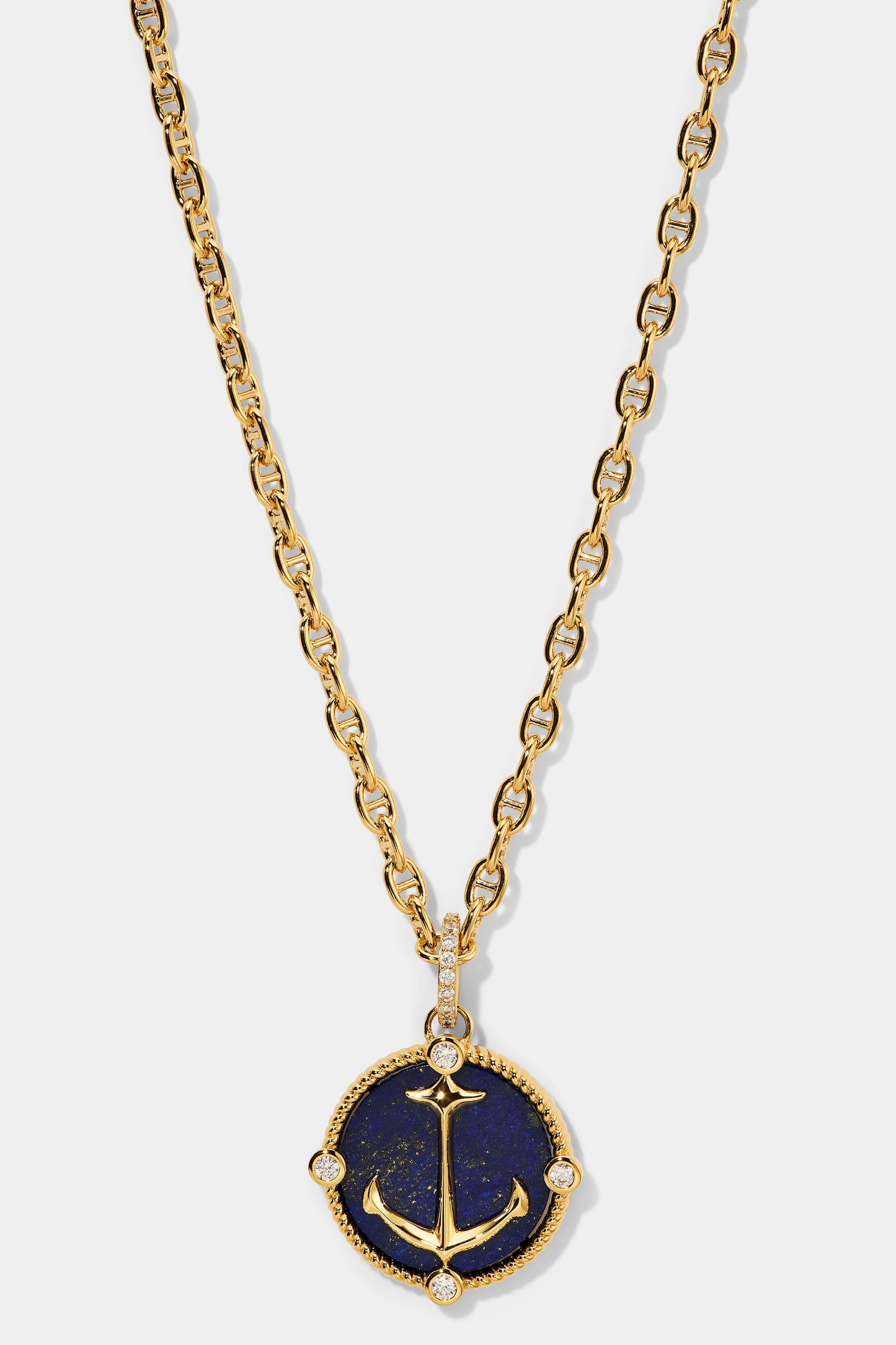 NADRI’S GLOBE TROTTER ANCHOR PENDANT NECKLACE IN GOLD PLATING