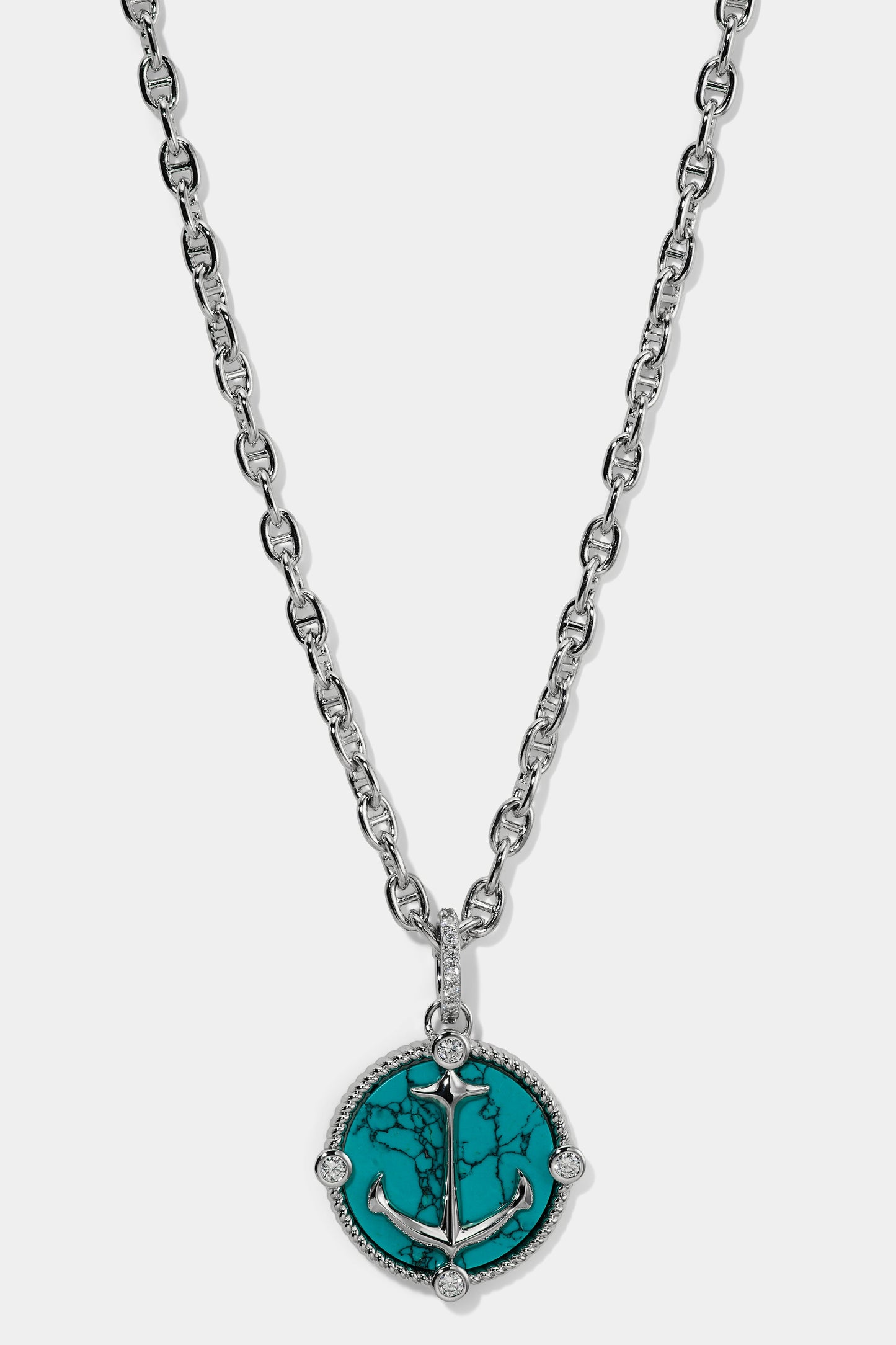 NADRI’S GLOBE TROTTER TURQUOISE ANCHOR PENDANT NECKLACE