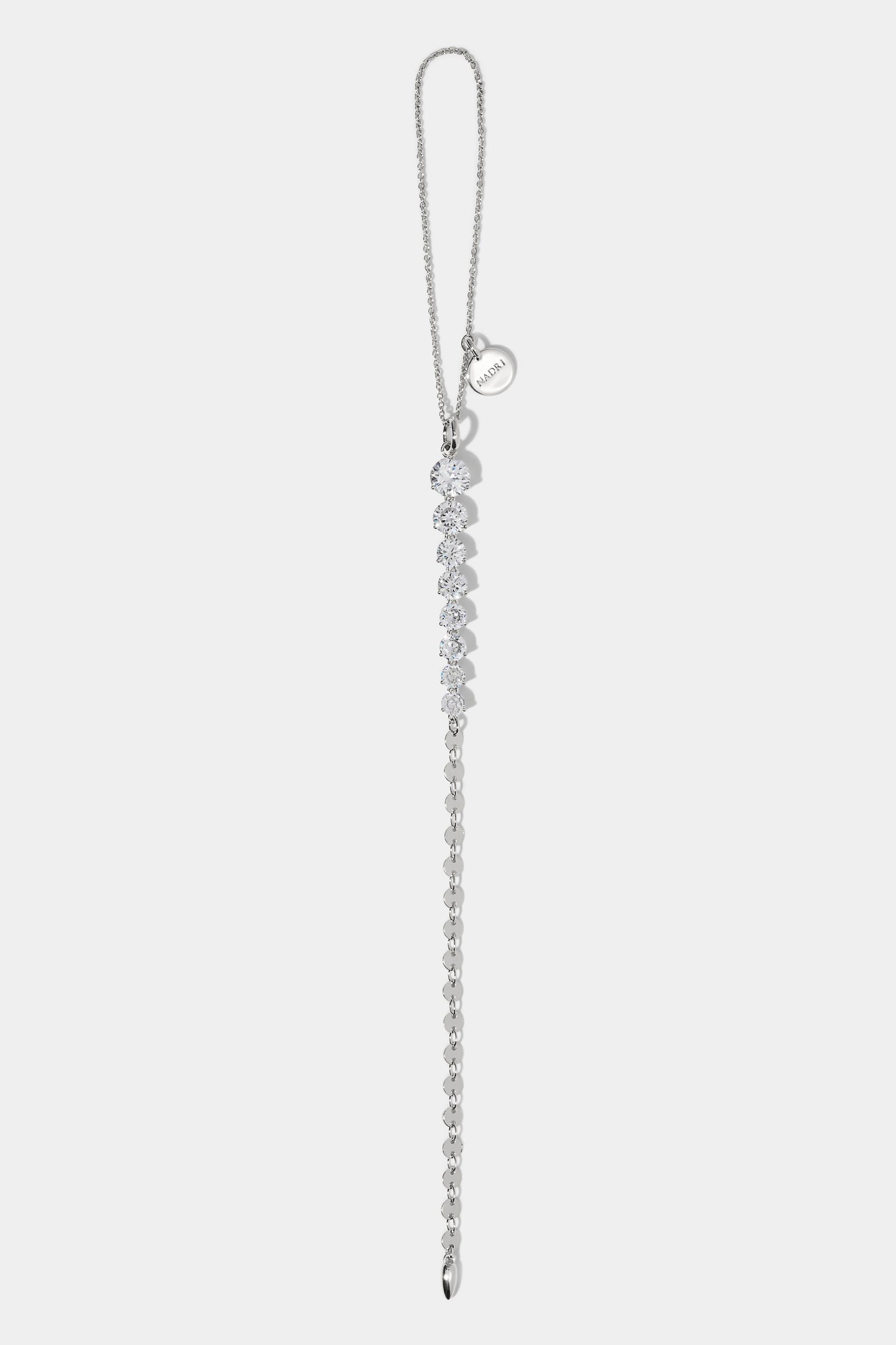 GOOD CHEER CZ AND CHAIN ICICLE ORNAMENT IN RHODIUM PLATING