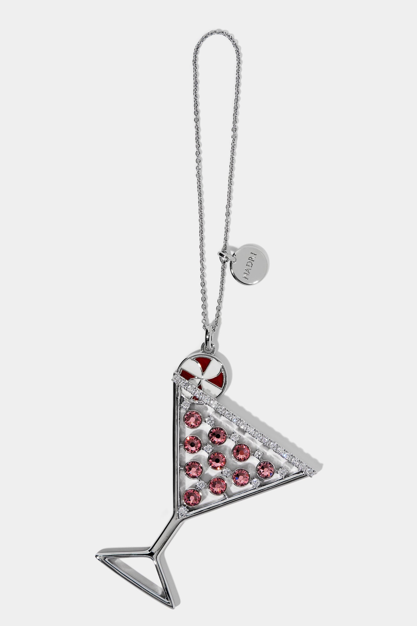 GOOD CHEER MARTINI ORNAMENT IN RODIUM PLATING
