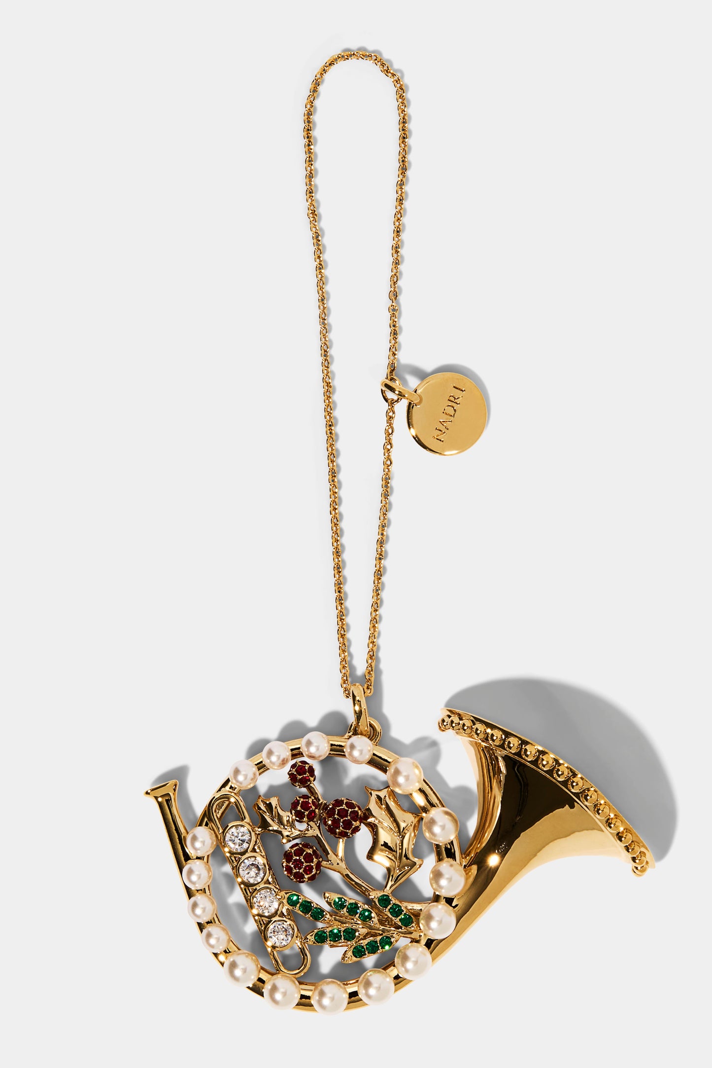 GOOD CHEER FRENCH HORN ORNAMENT IN GOLD