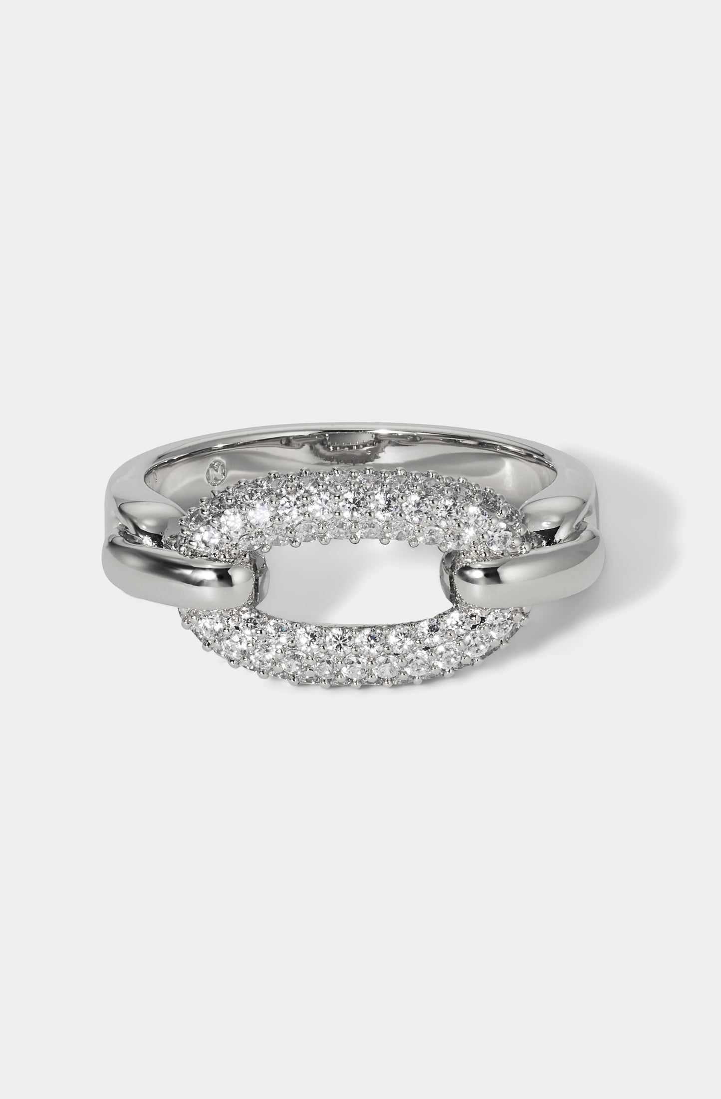 ALMA PAVE LINK RING IN RHODIUM PLATING