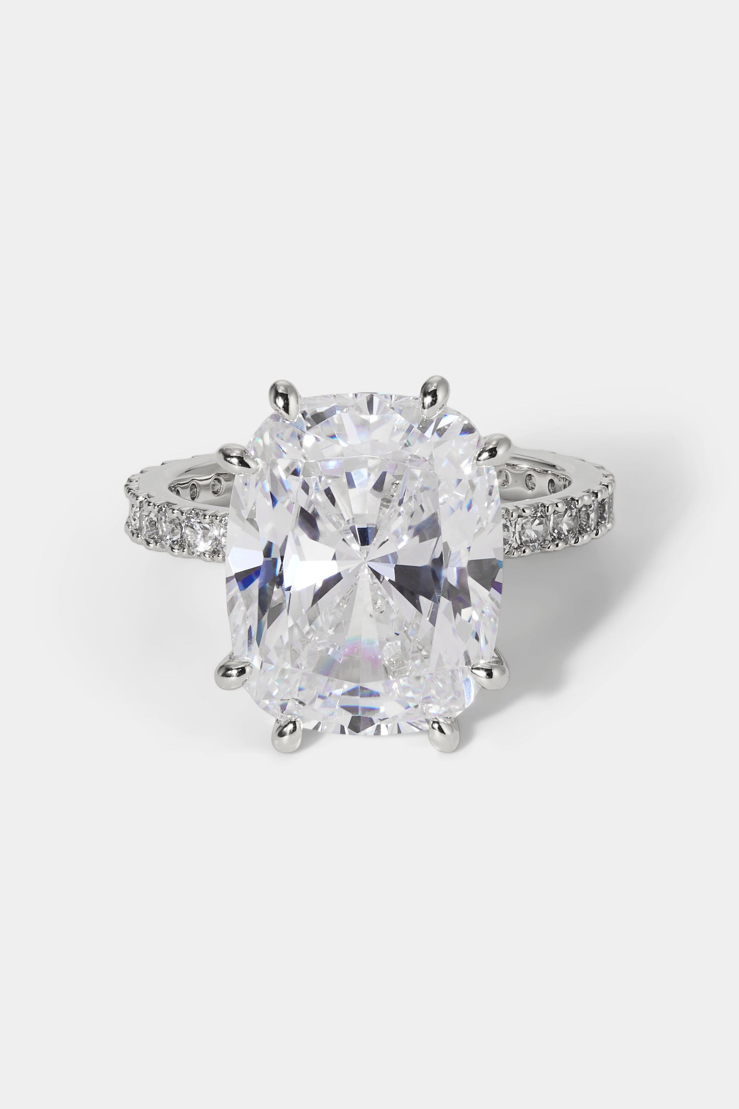 STARLET BOLD CUSHION RING IN RHODIUM PLATING