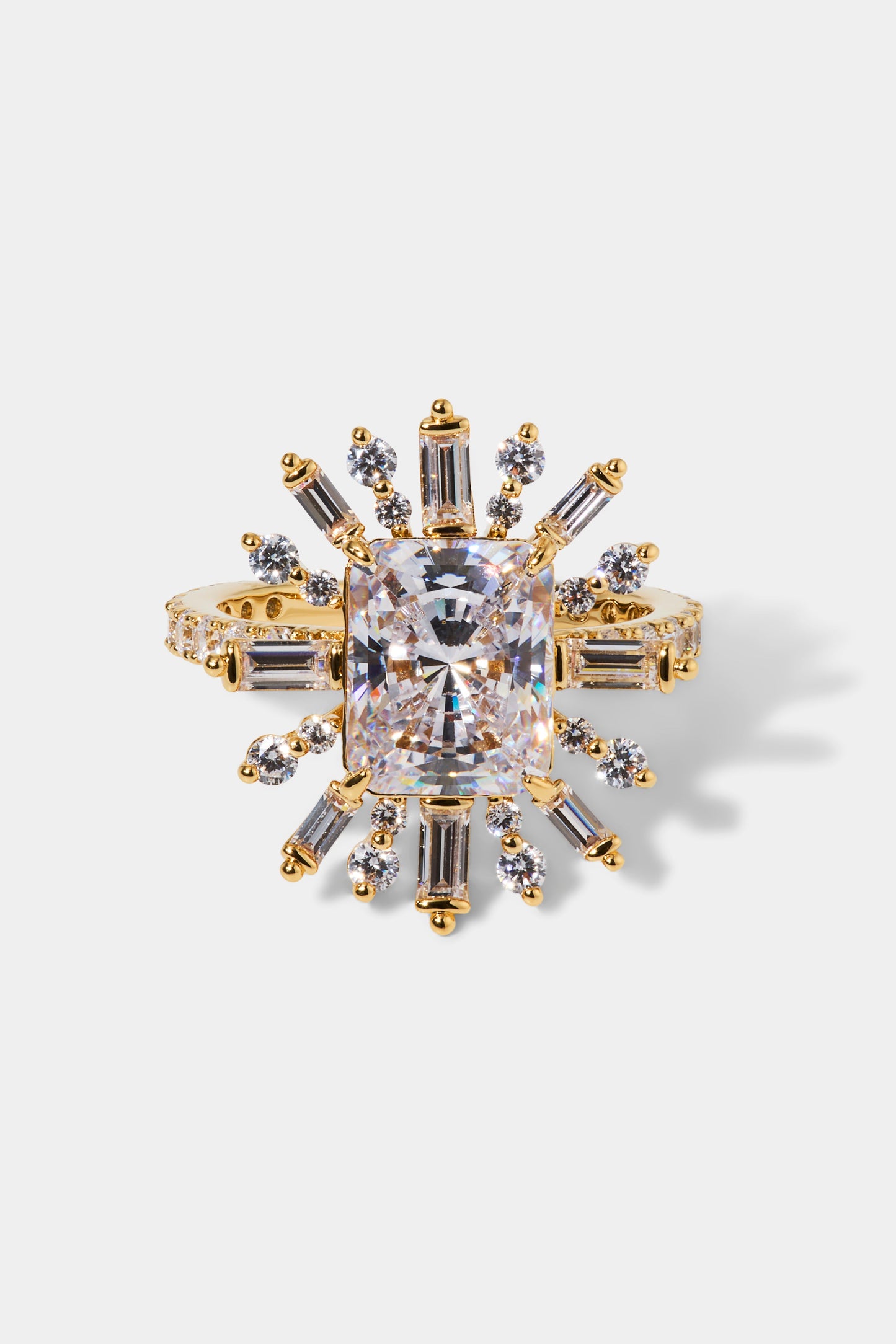 STELLAR CZ HALO RING IN GOLD PLATING