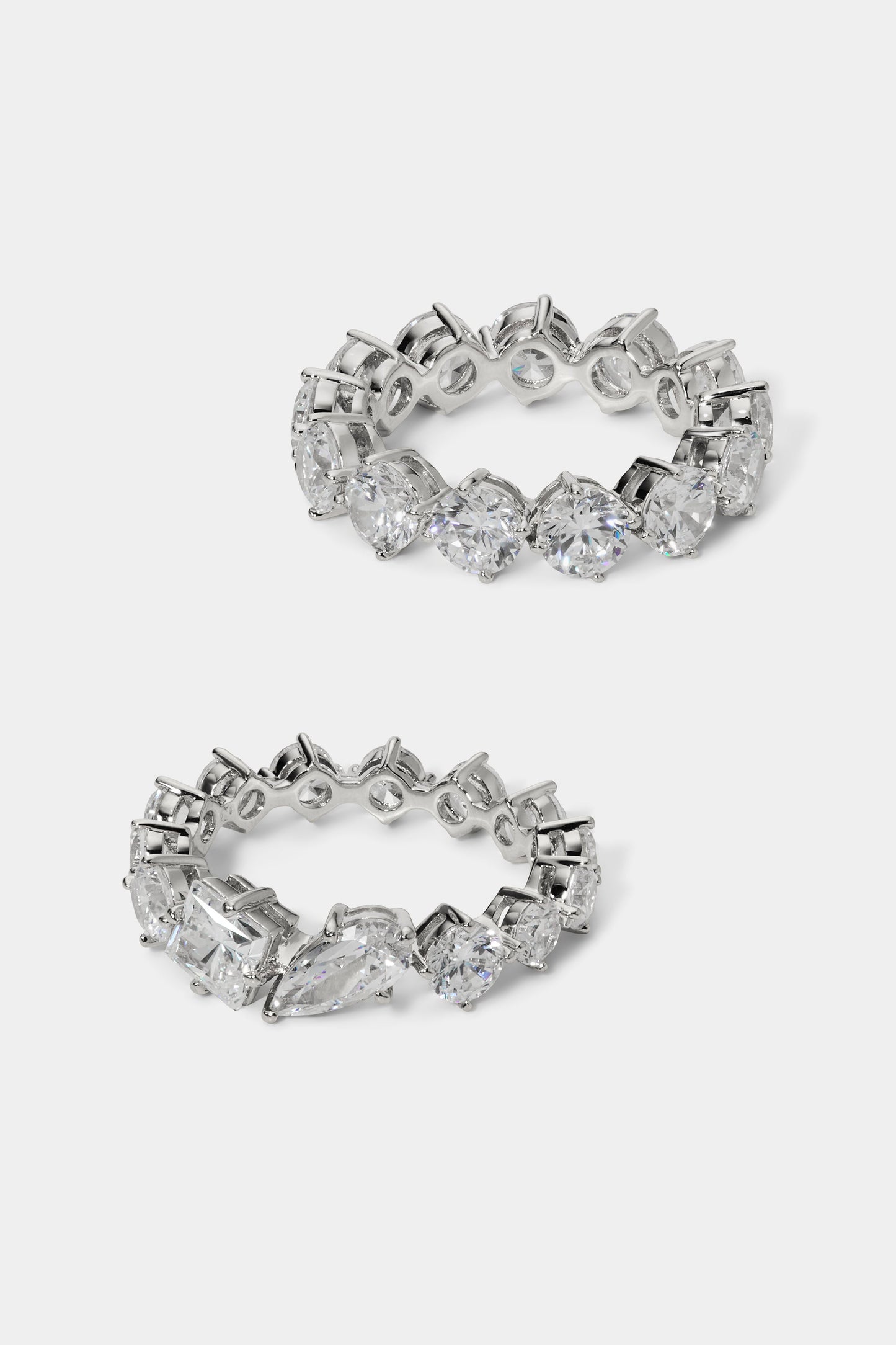 LUCIA MIXED CZ RING SET IN RHODIUM PLATING, SEPARATED