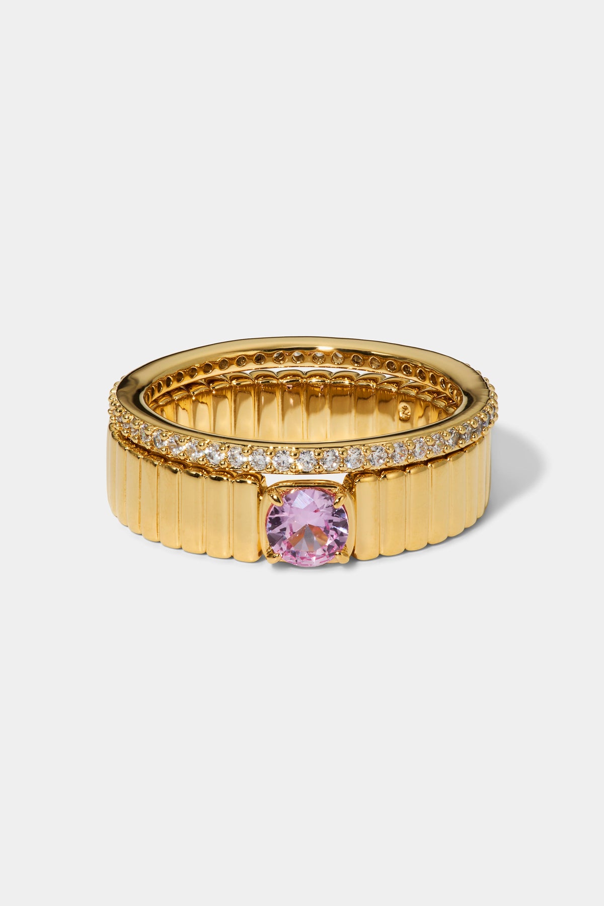 DELANCEY PINK SOLITAIRE RING IN GOLD PLATING