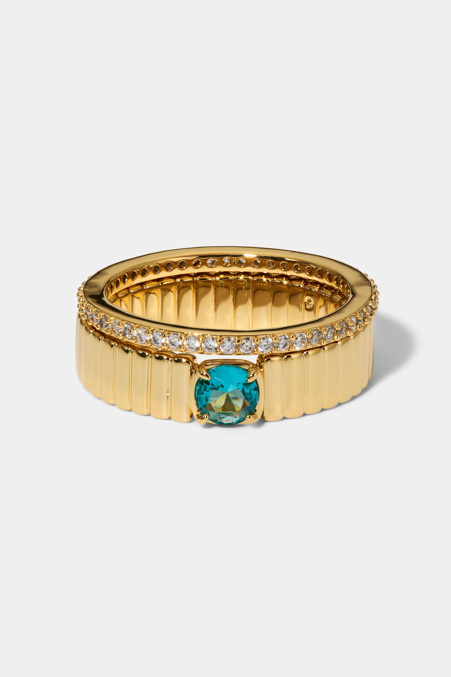 DELANCEY AQUA SOLITAIRE RING IN GOLD PLATING