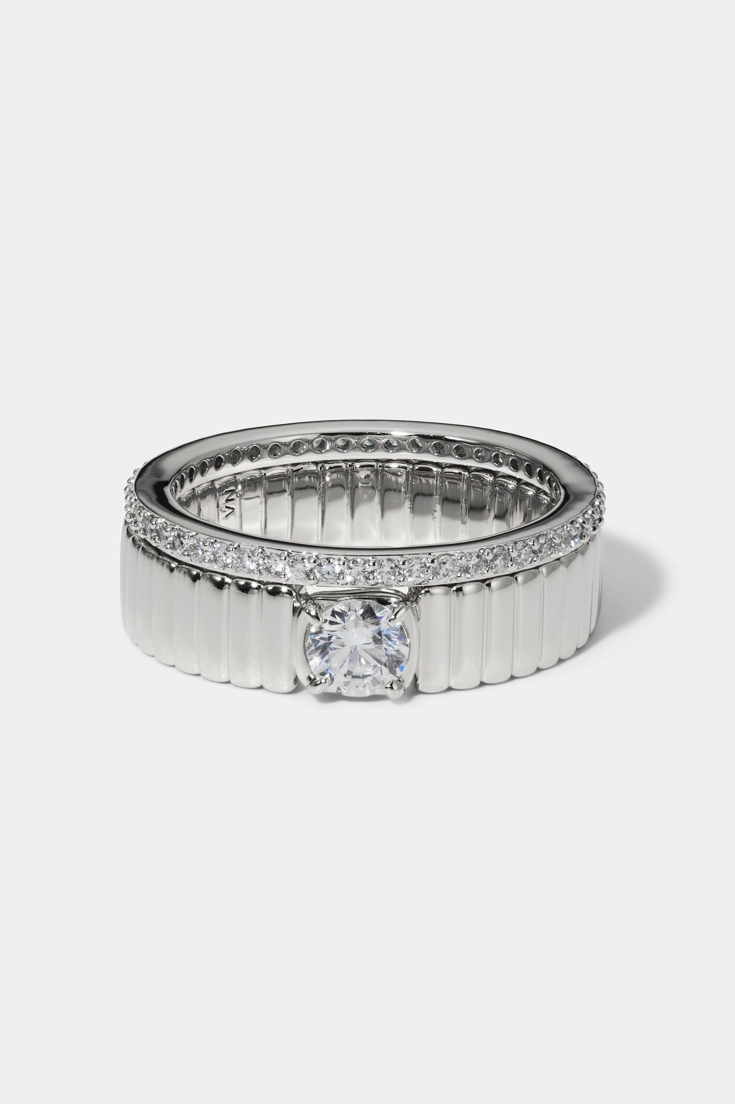 DELANCEY SOLITAIRE RING IN RHODIUM PLATING