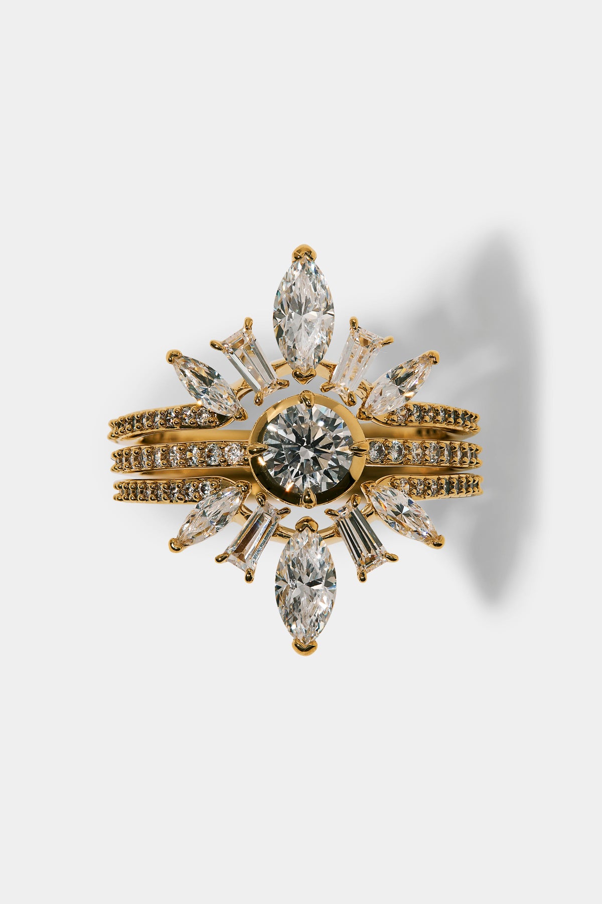 CANNES LARGE STACK RING IN GOLD PLATING