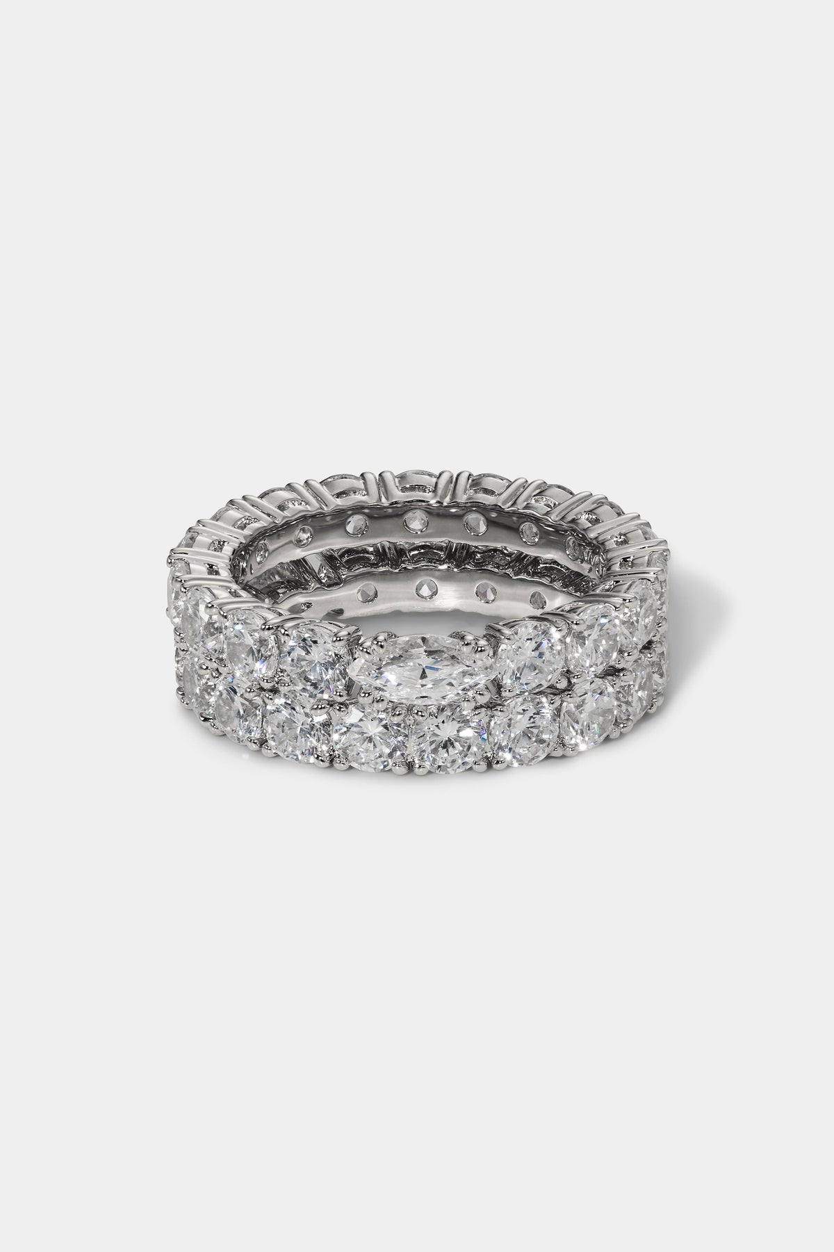 TWINNIE DOUBLE RING IN RHODIUM PLATING
