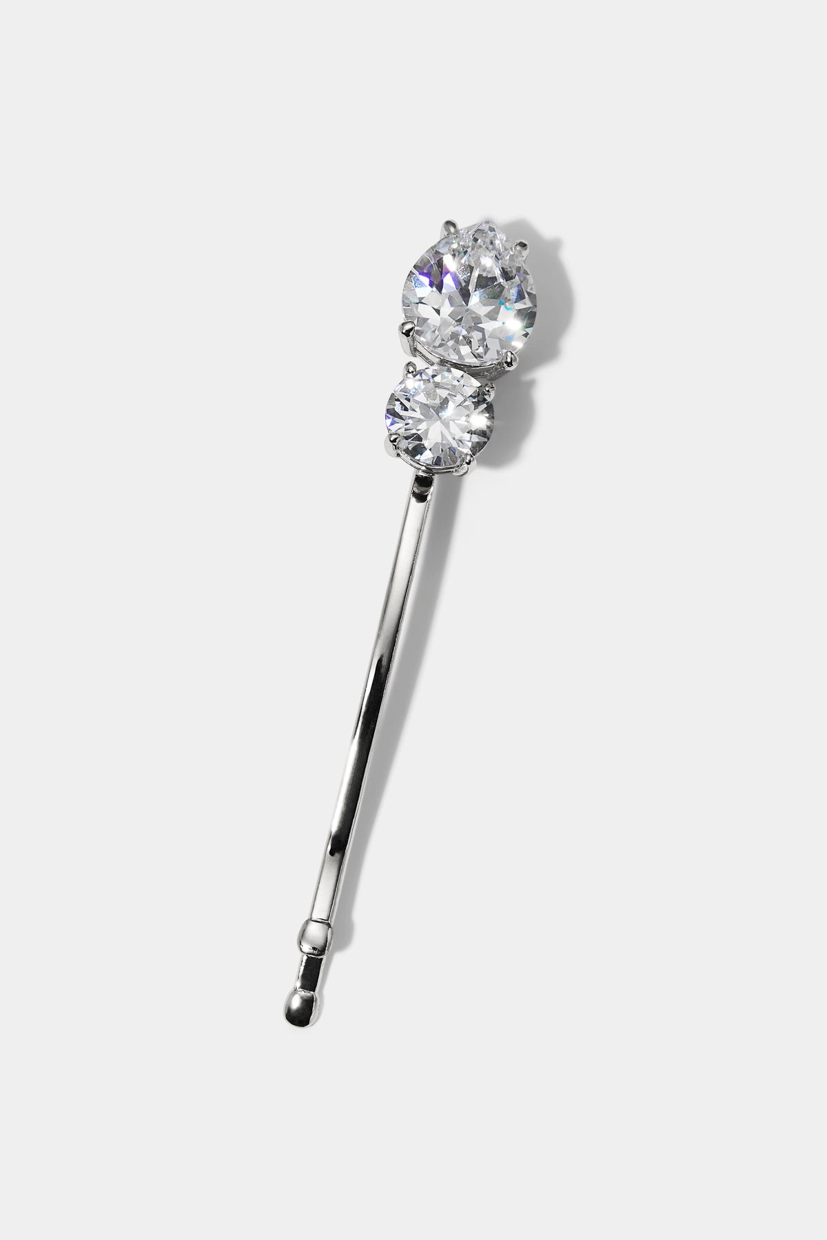 PEAR AND ROUND CZ BOBBY PIN IN RHODIUM PLATING