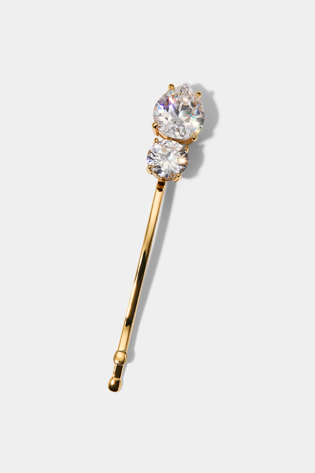 PEAR AND ROUND CZ BOBBY PIN IN GOLD PLATING