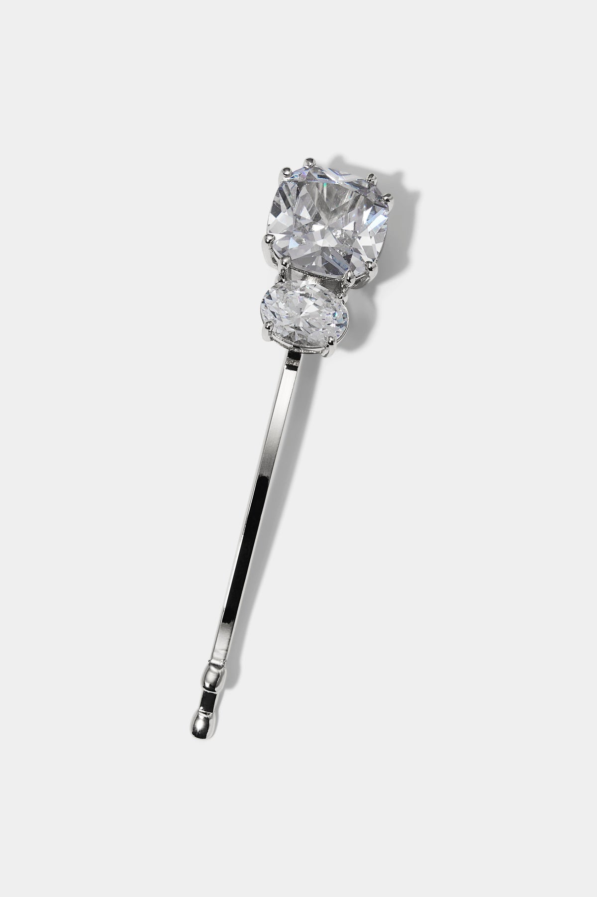 CUSHION AND OVAL CZ BOBBY PIN IN SILVER TONE